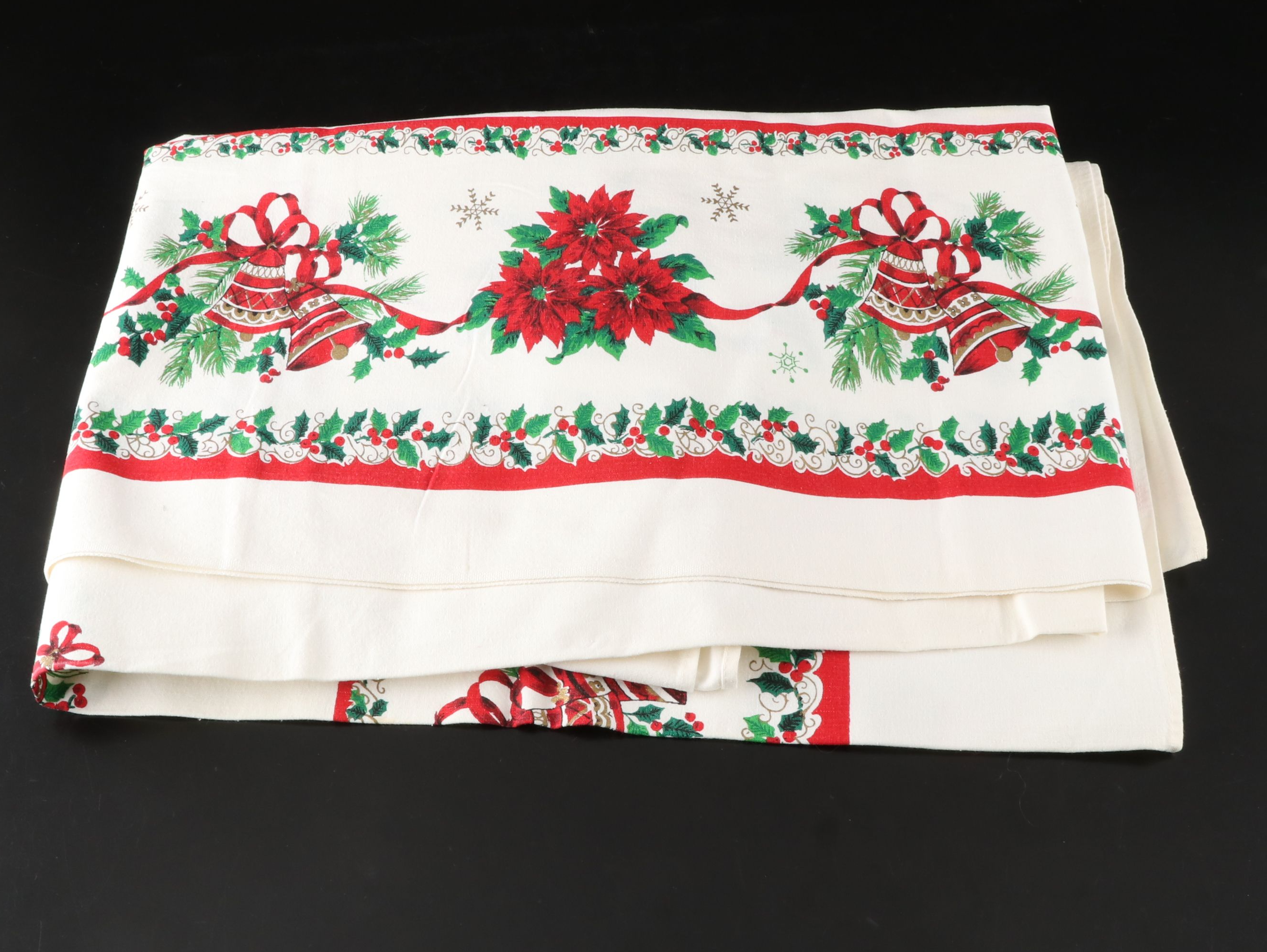 Father Christmas Ruffle Trim Placements with Poinsettia Tablecloth and More