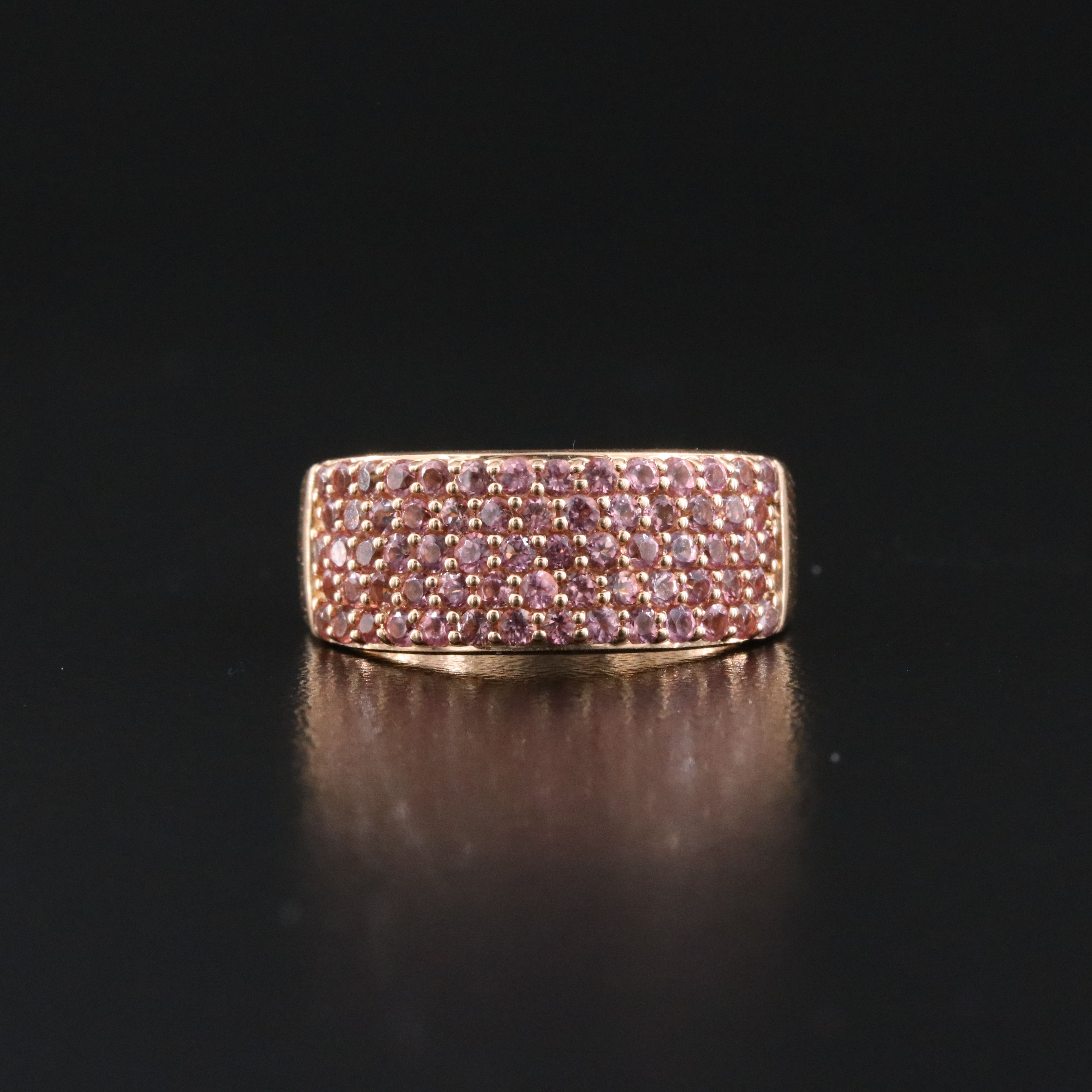 14K Rose Gold Pink Tourmaline Pavé Ring