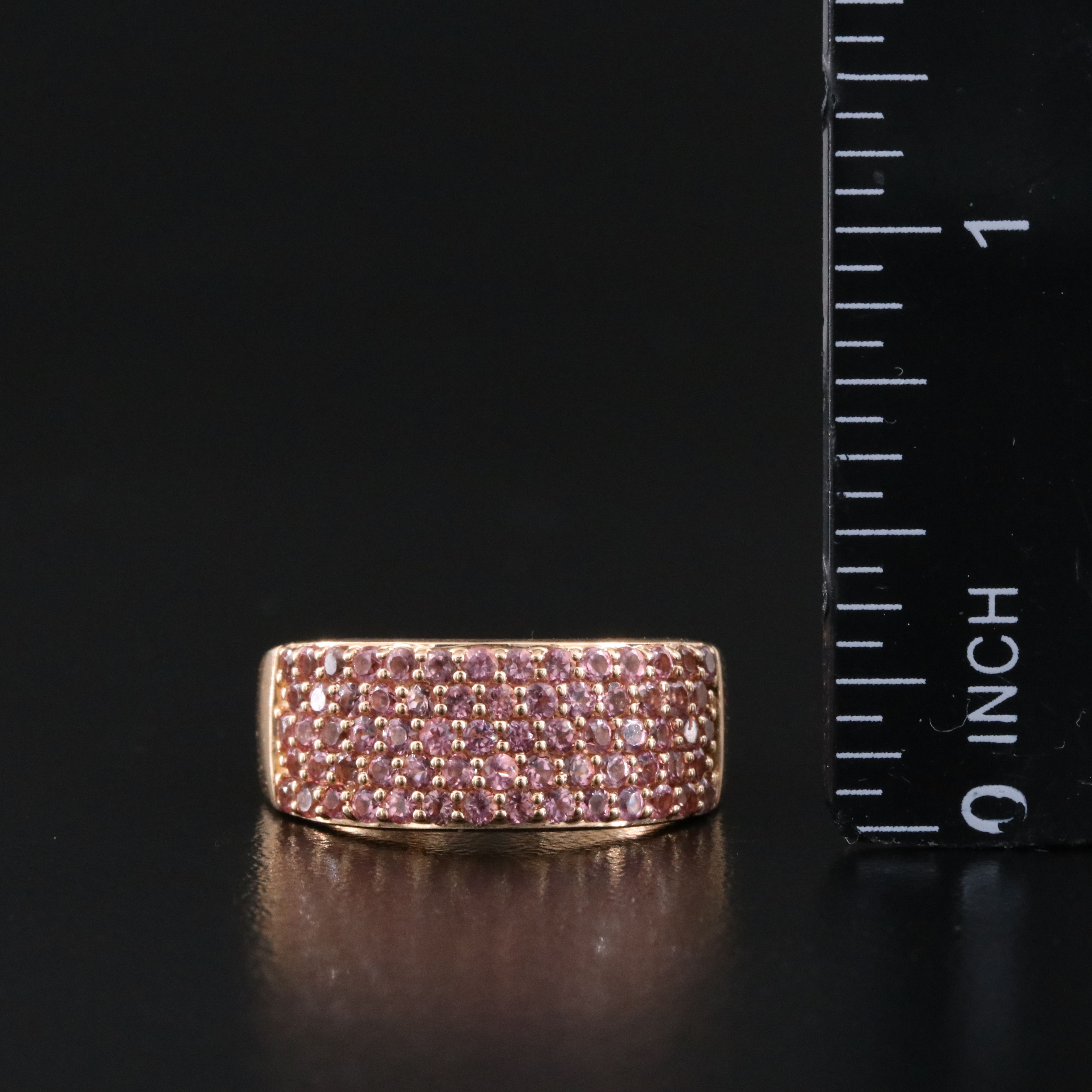 14K Rose Gold Pink Tourmaline Pavé Ring