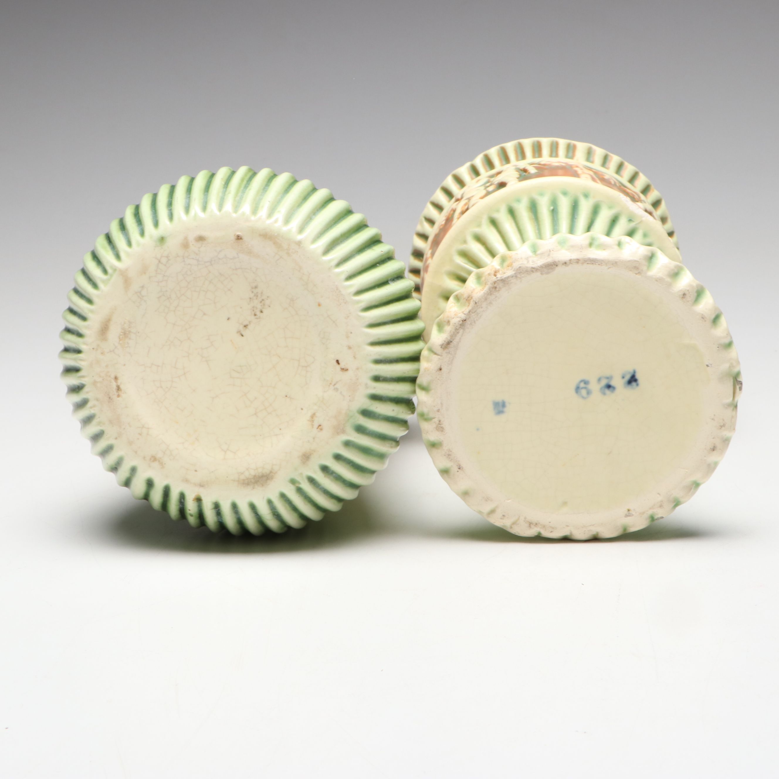 Roseville Pottery "Donatello" Ceramic Cherub Vases and Bowls, Early 20th Century