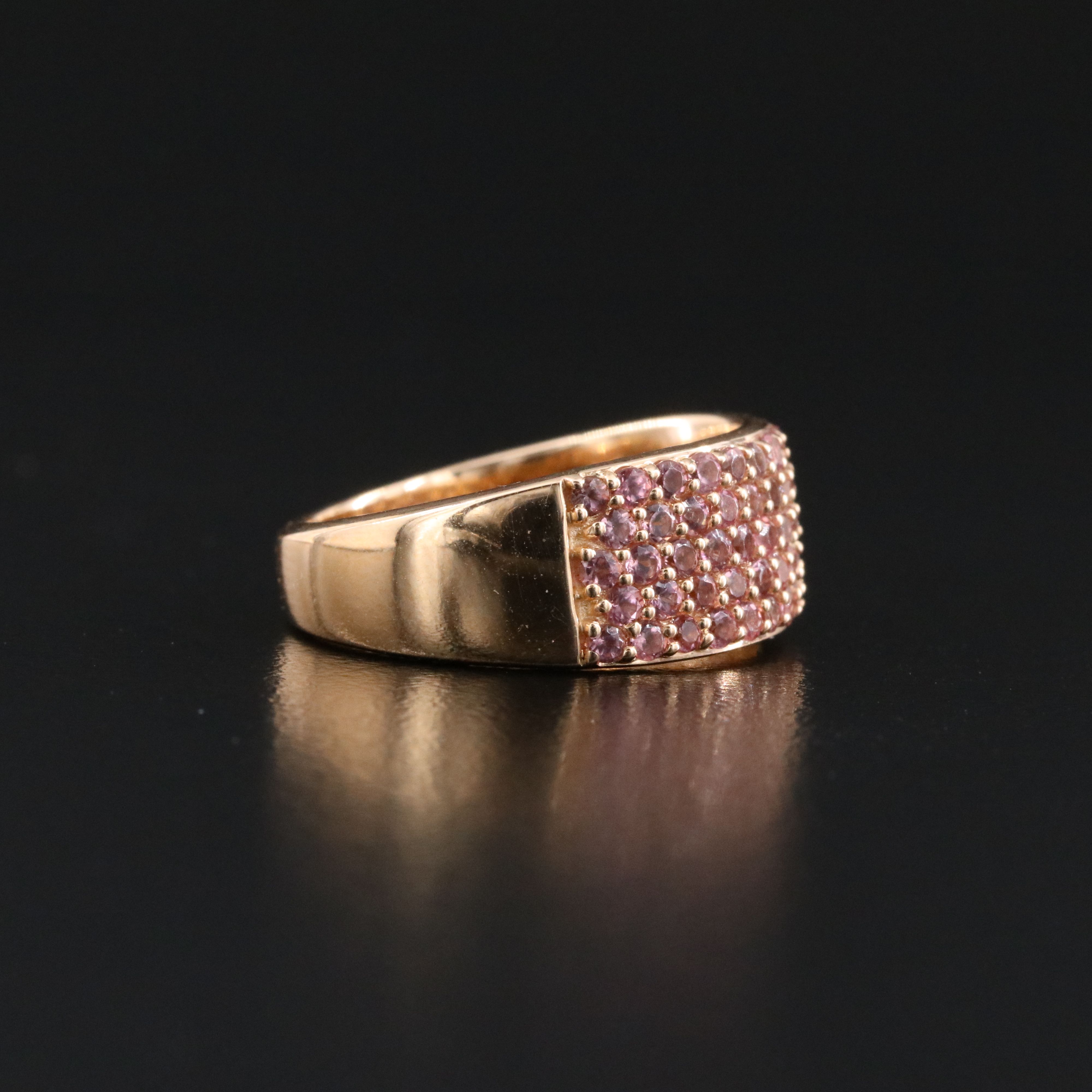 14K Rose Gold Pink Tourmaline Pavé Ring