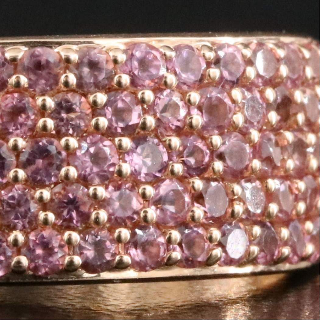 14K Rose Gold Pink Tourmaline Pavé Ring