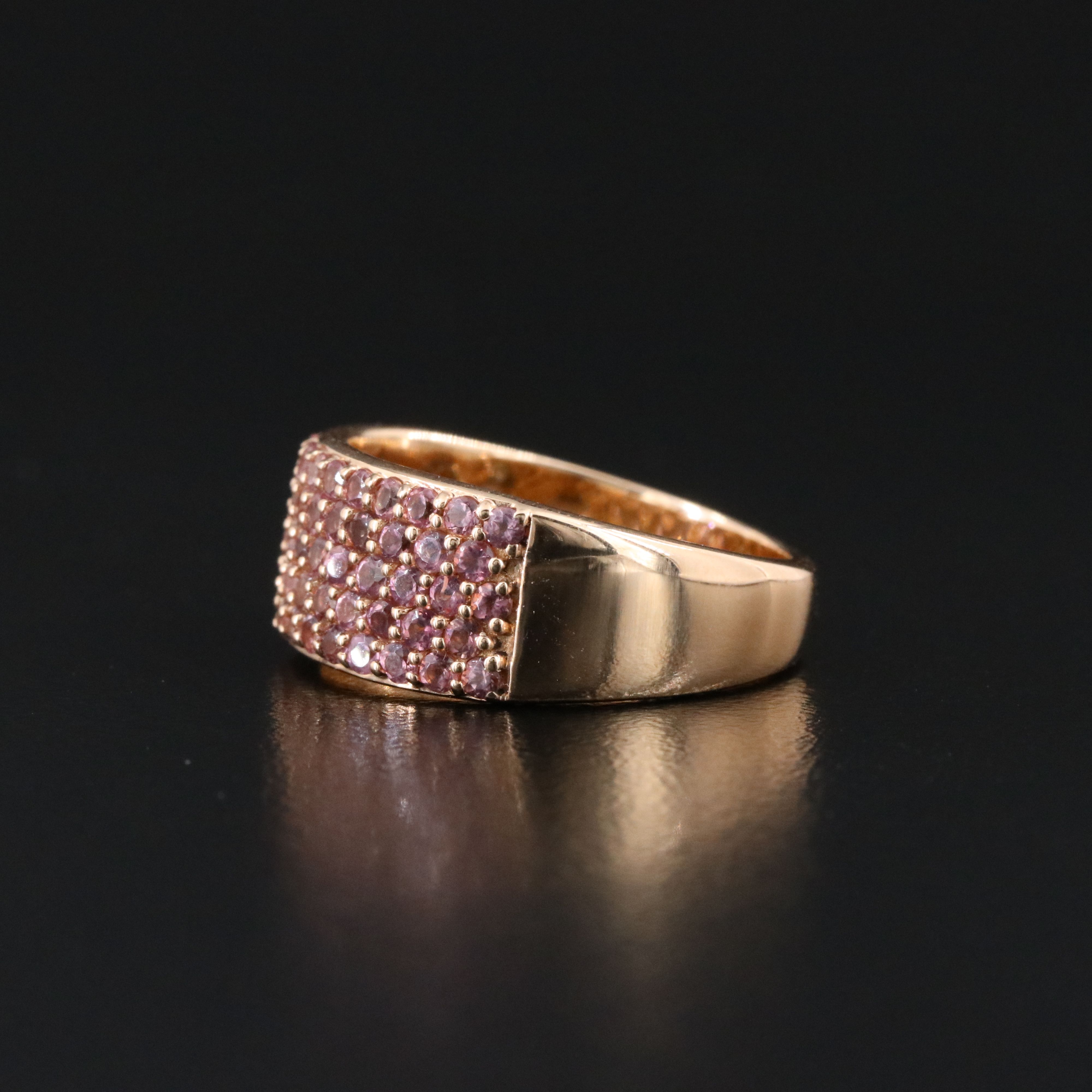 14K Rose Gold Pink Tourmaline Pavé Ring
