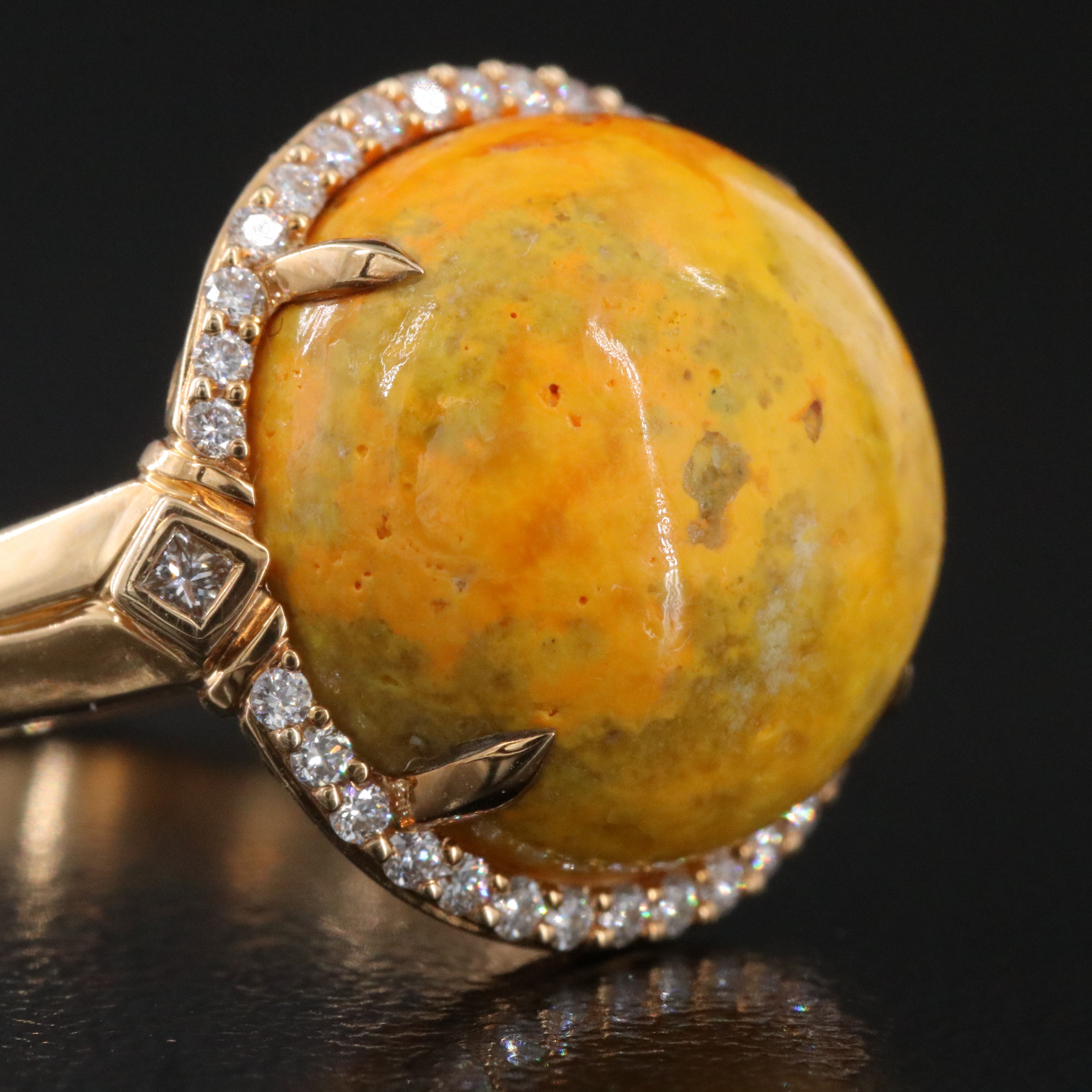 Chromia 18K Jasper and Diamond Halo Ring