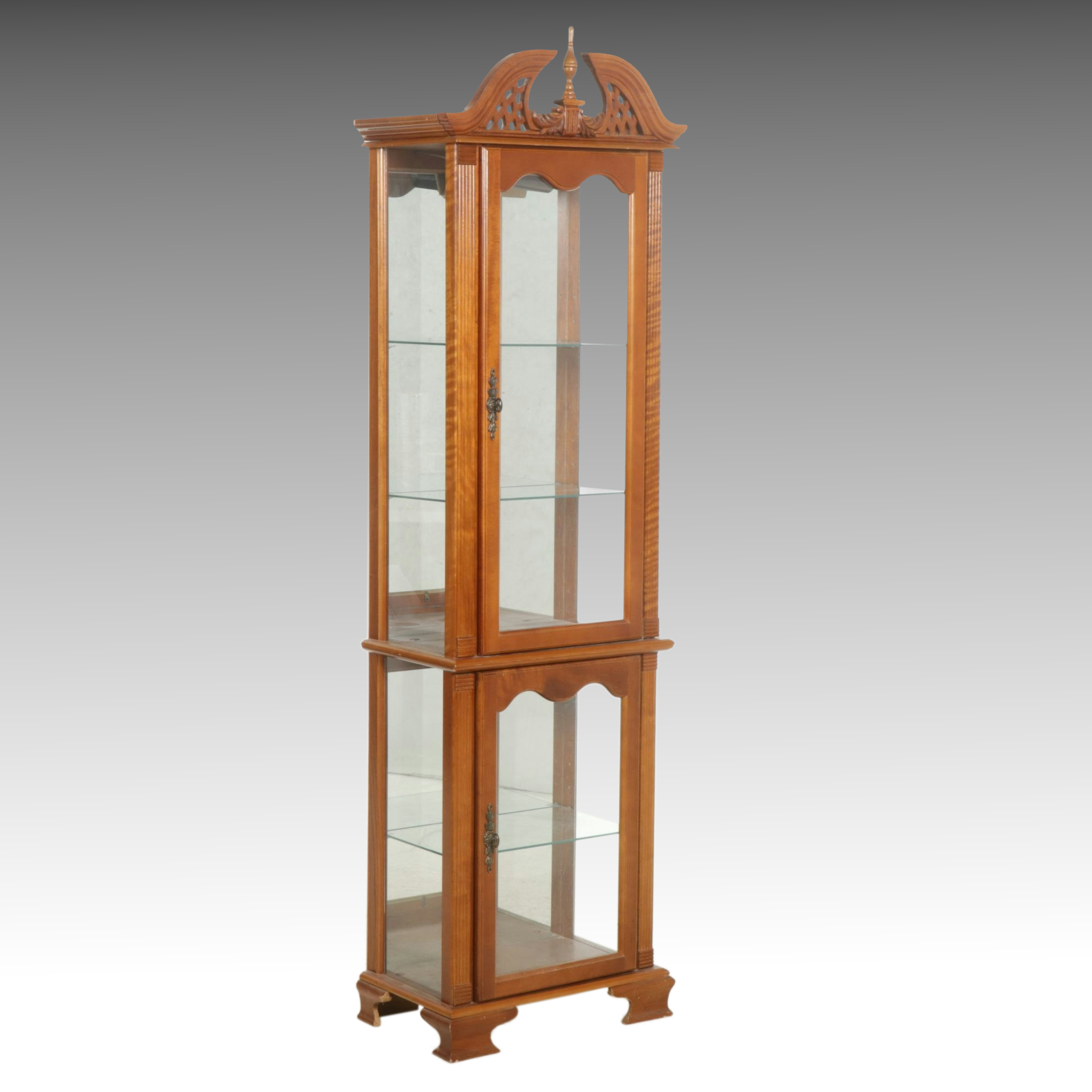 Federal Style Mahogany Illuminated Curio Cabinet