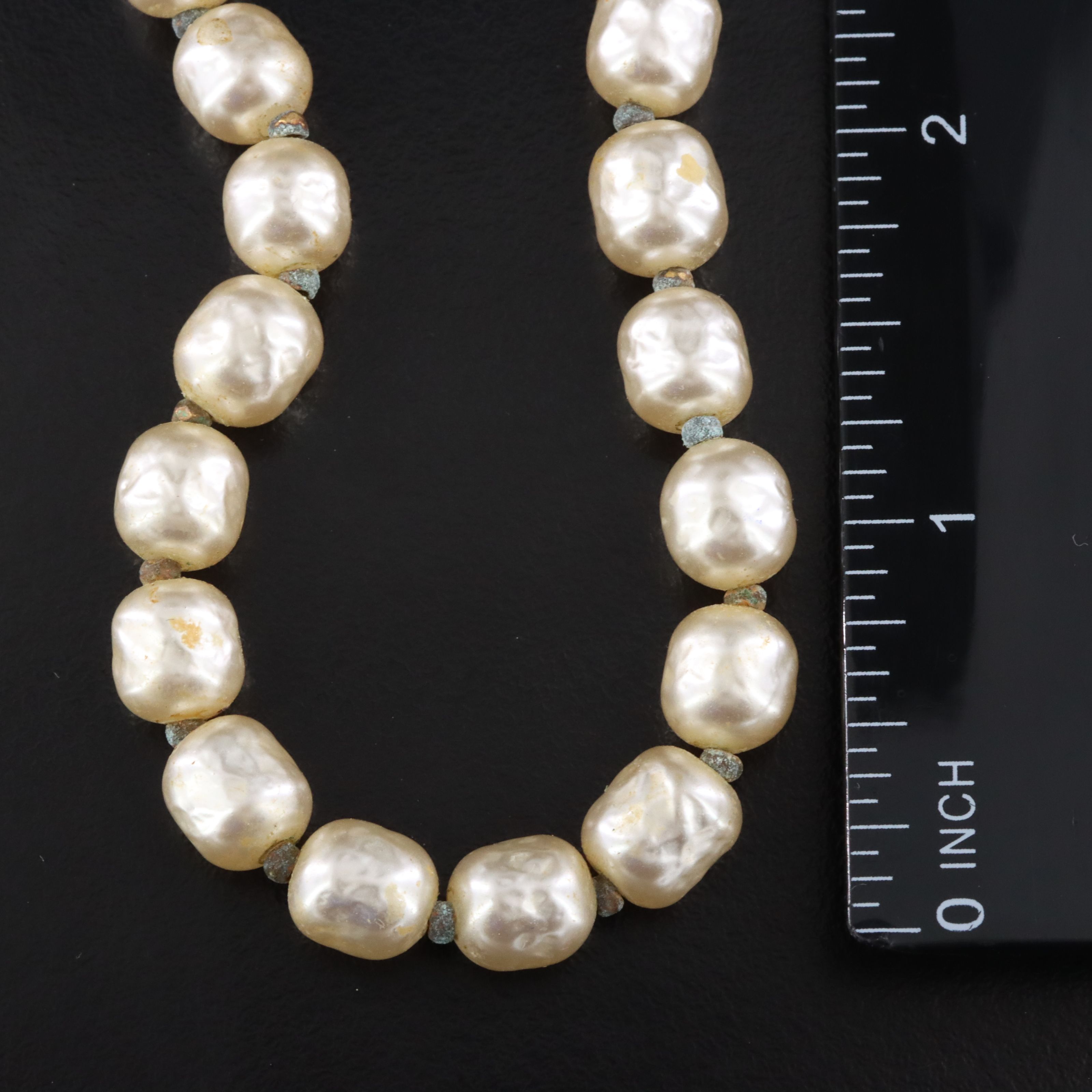 Miriam Haskell Faux Pearl Necklace and Glass Earrings, 1970s