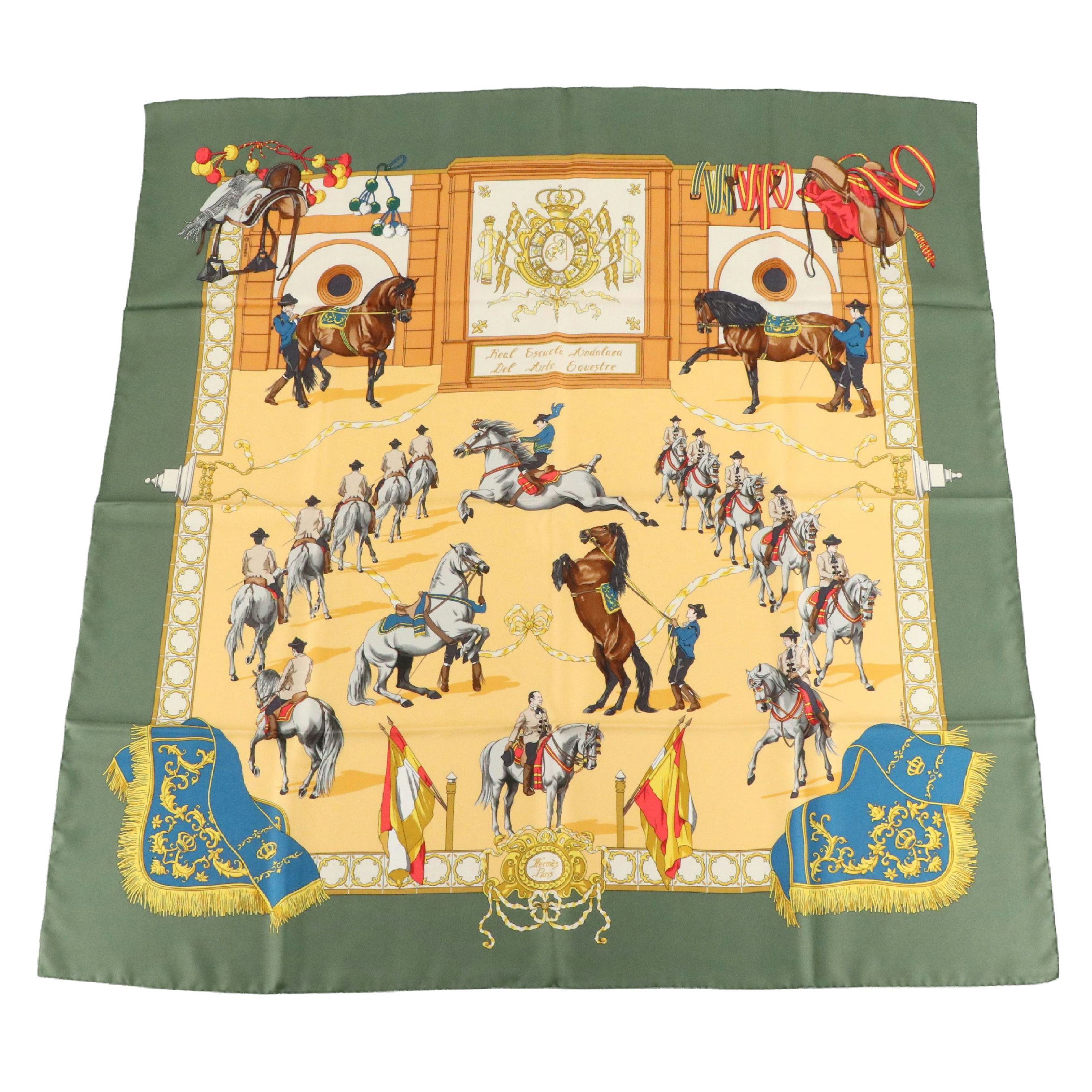 Hermès "Real Escuela Andaluza" Scarf 90 in Silk Twill with Box