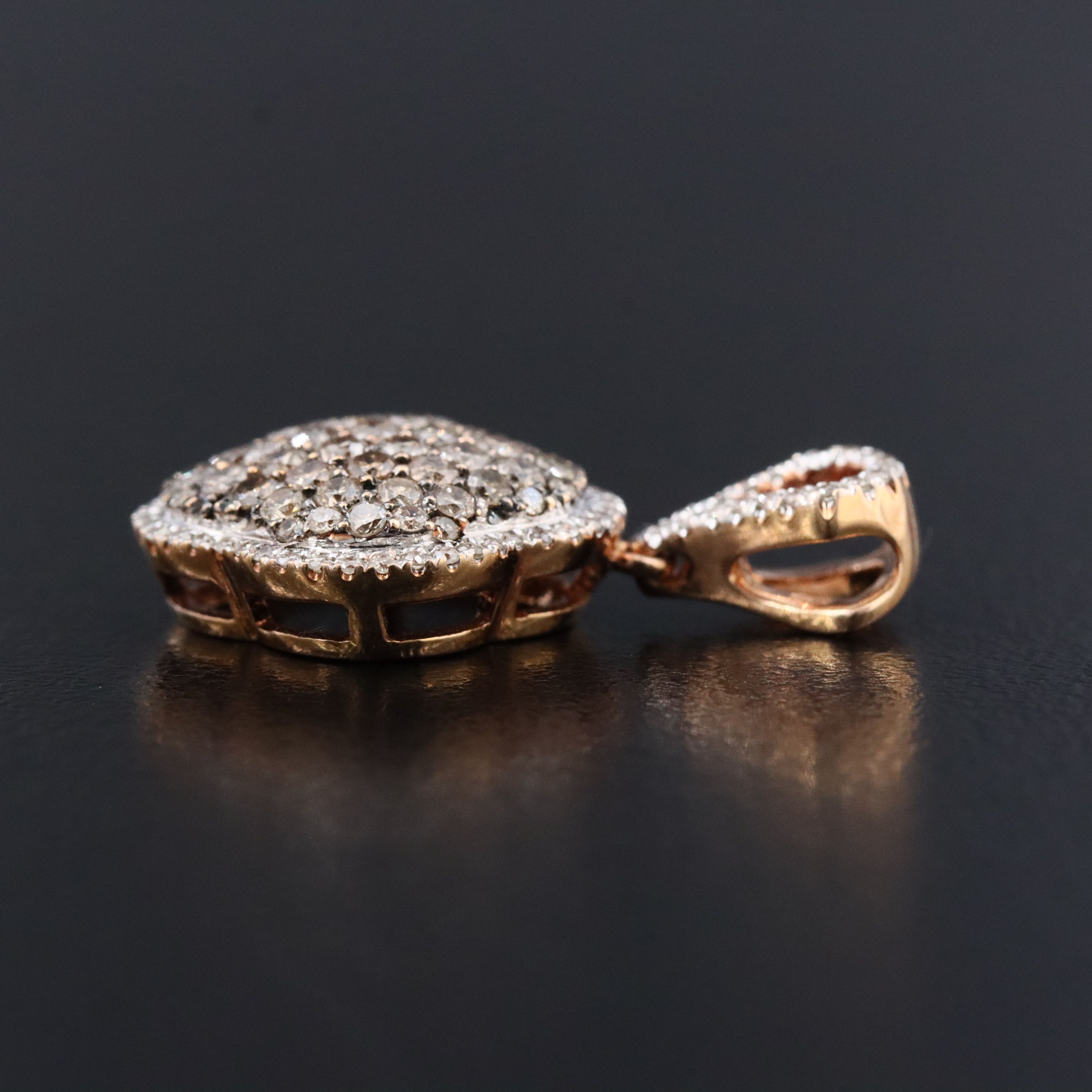 14K 1.05 CTW Diamond Pavé Quatrefoil Pendant Featuring Fancy Brown