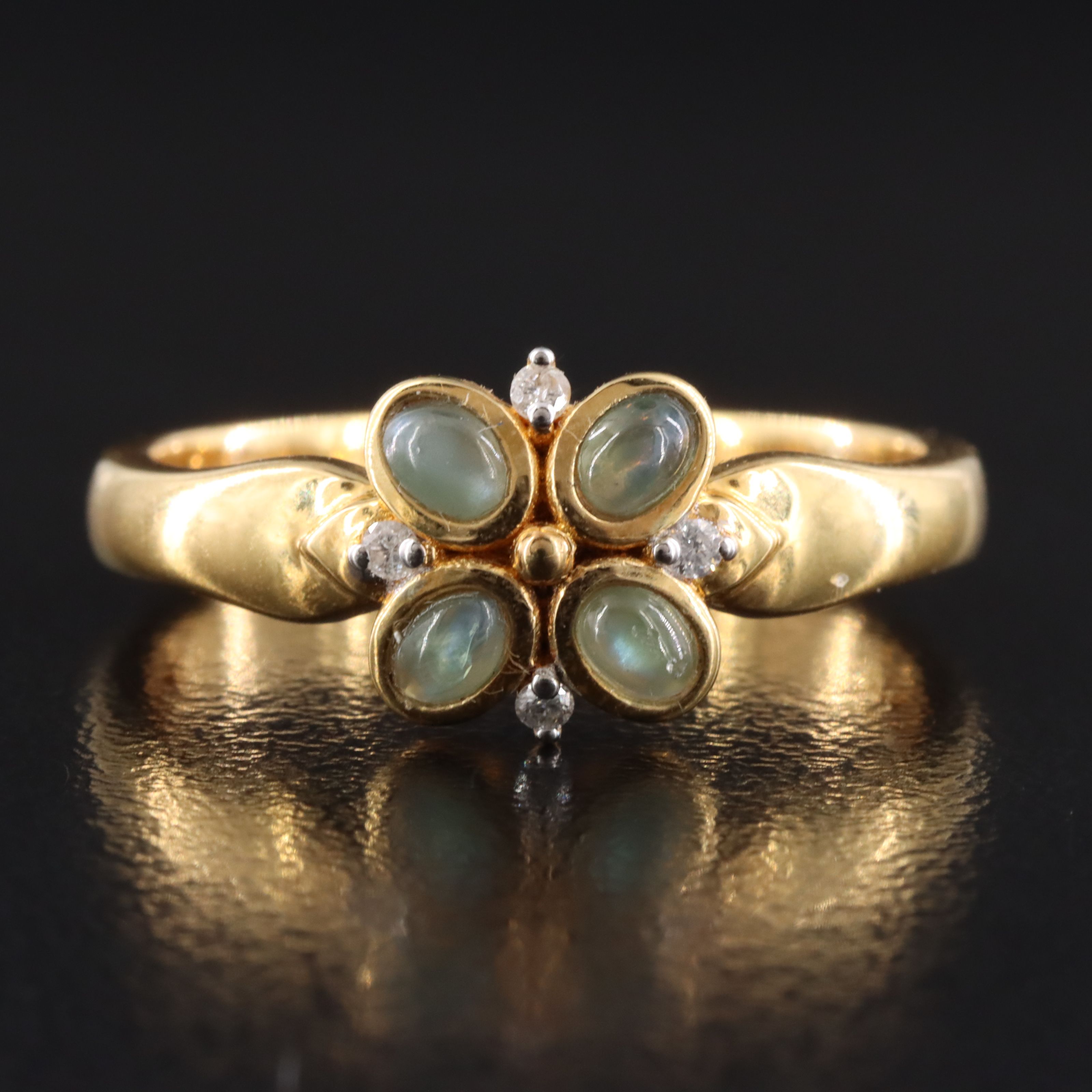 Sterling Cat's Eye Alexandrite and Diamond Ring