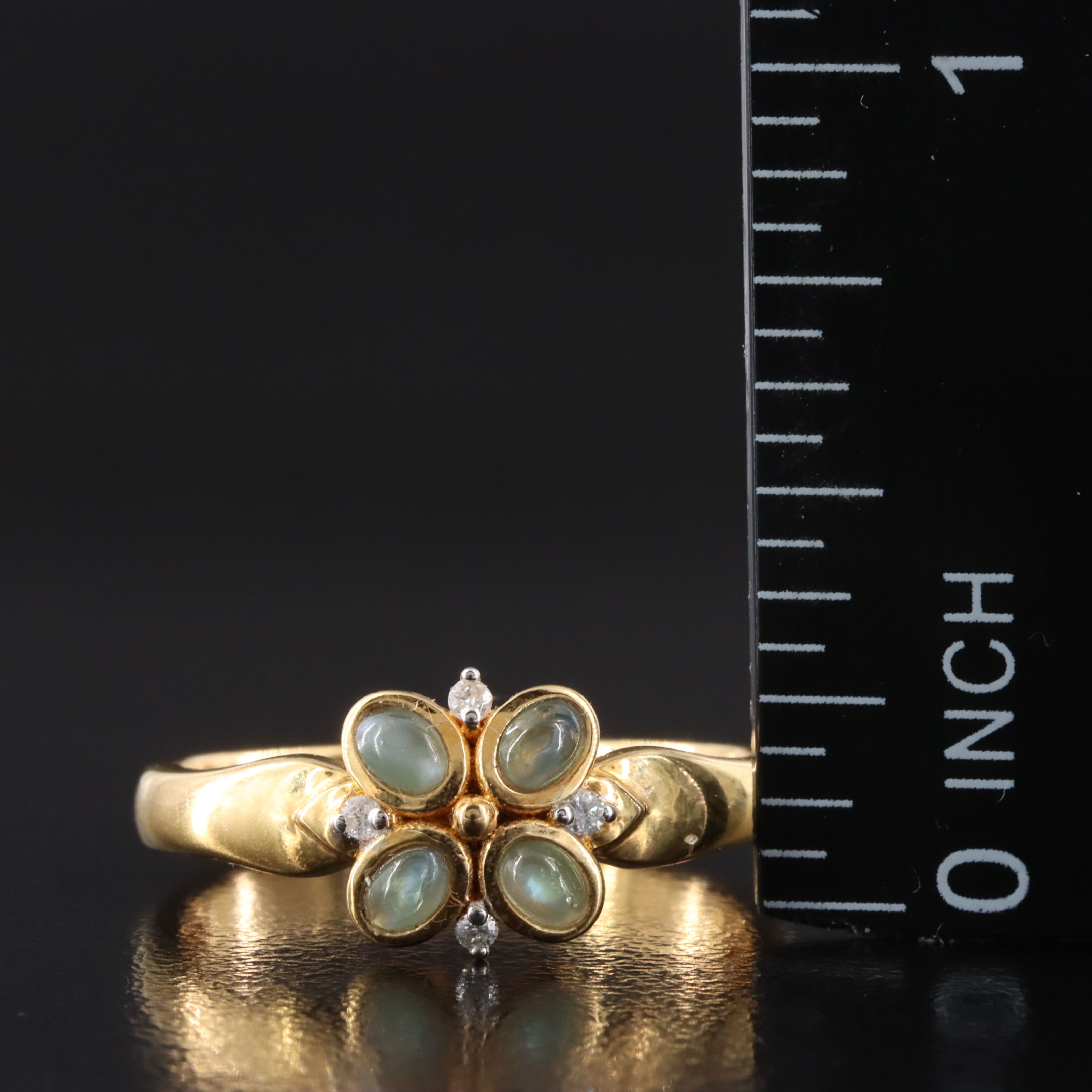 Sterling Cat's Eye Alexandrite and Diamond Ring