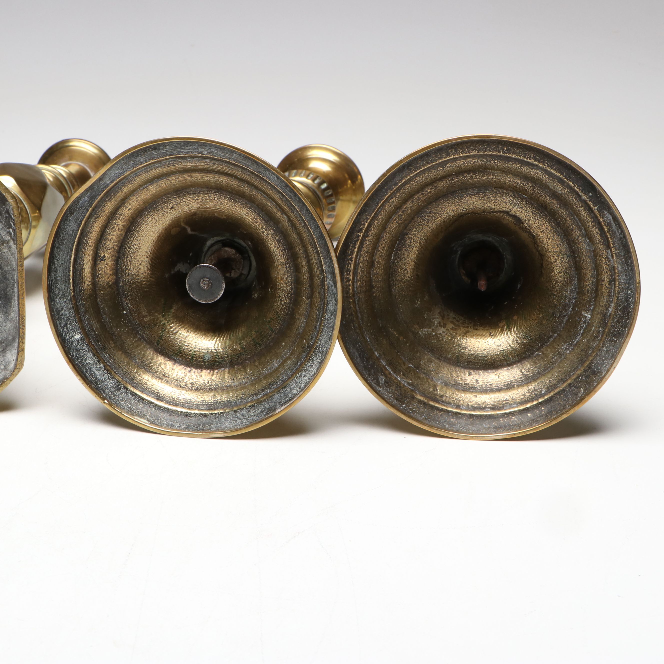 English Style "The Queen of Diamonds" with Other Brass Candlesticks