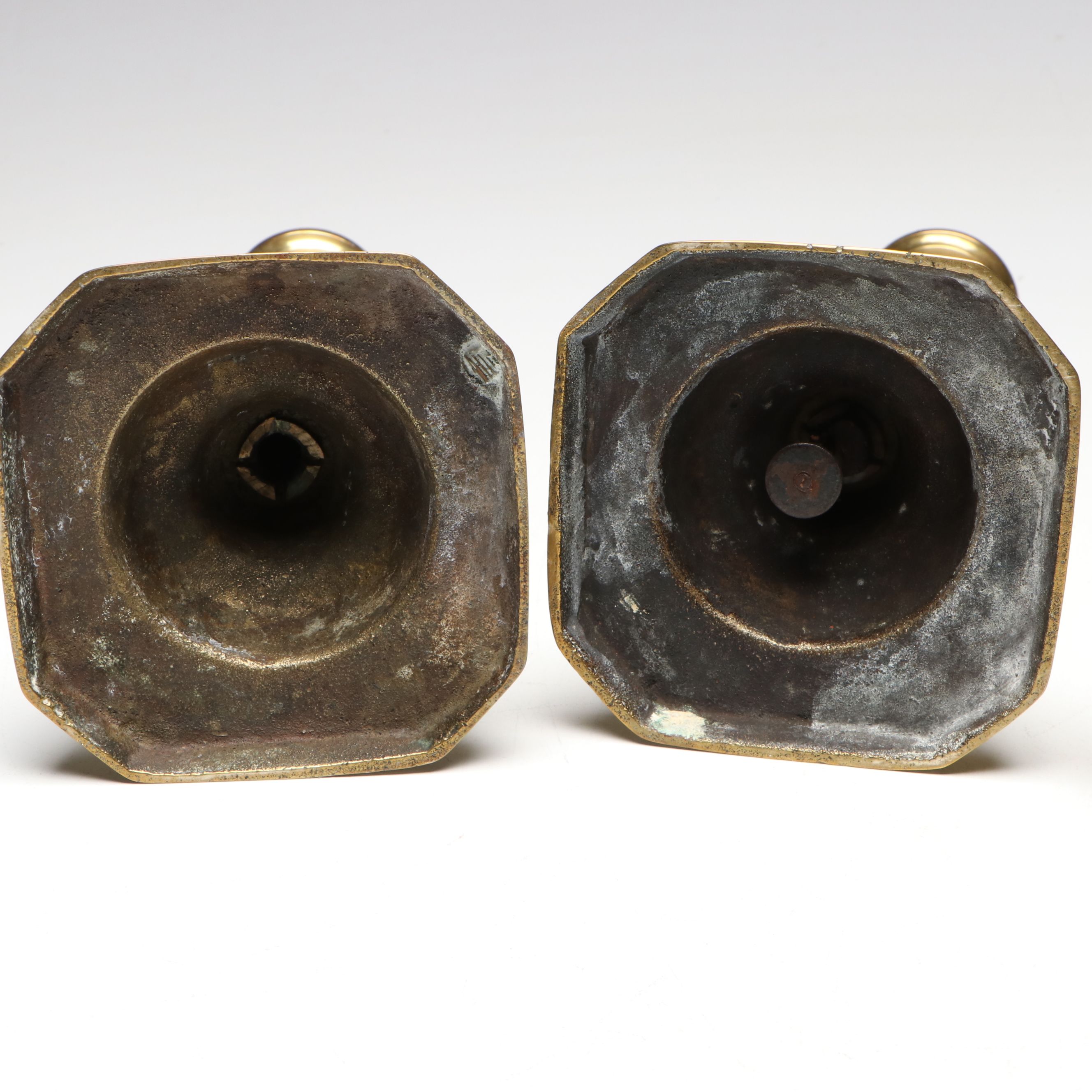 English Style "The Queen of Diamonds" with Other Brass Candlesticks