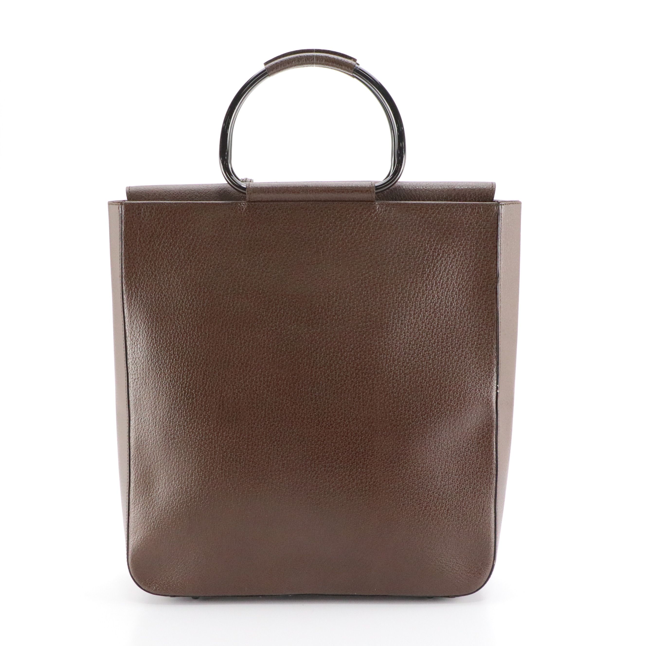 Gucci Double Front Pocket Top Handle Tote Bag in Brown Cinghiale Leather