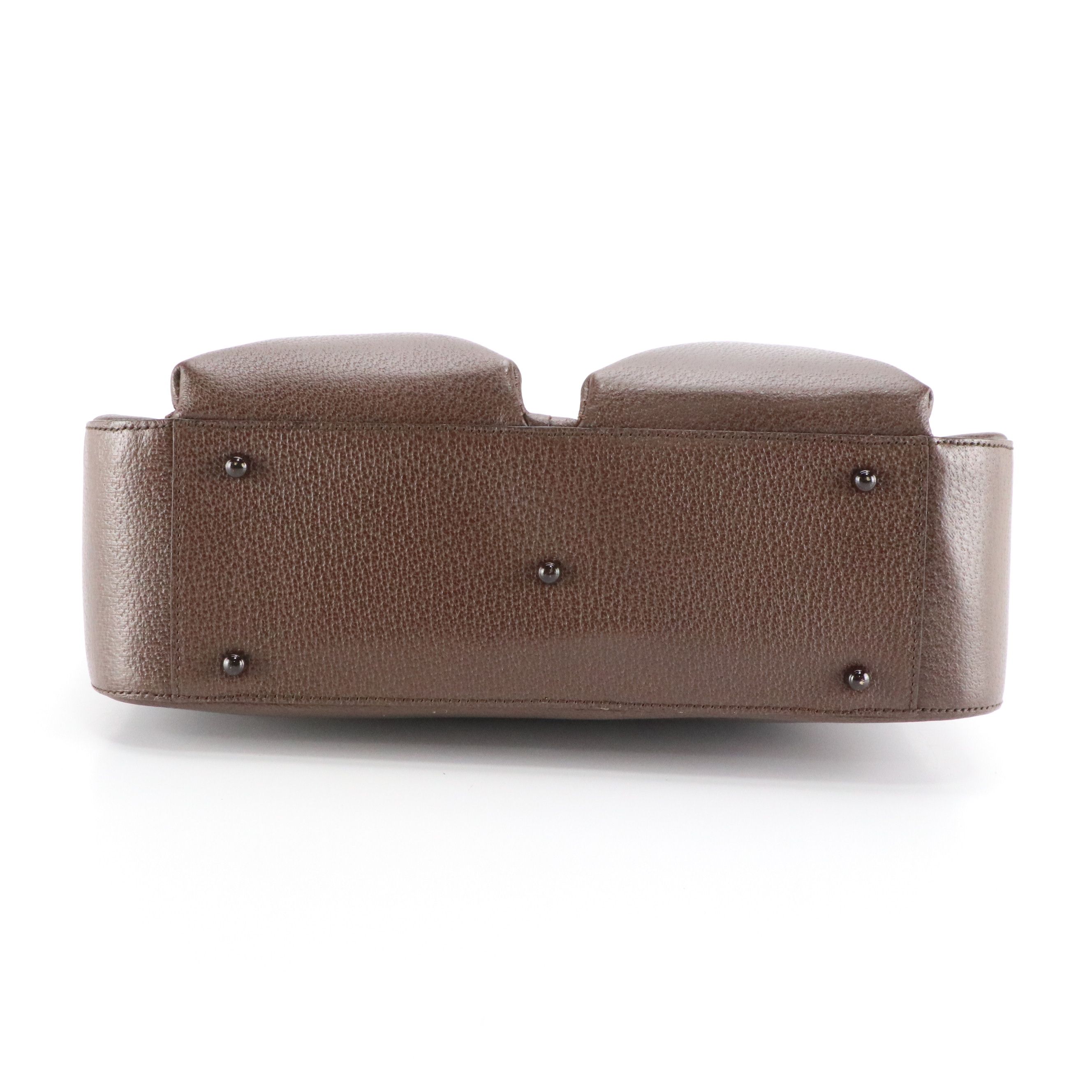 Gucci Double Front Pocket Top Handle Tote Bag in Brown Cinghiale Leather