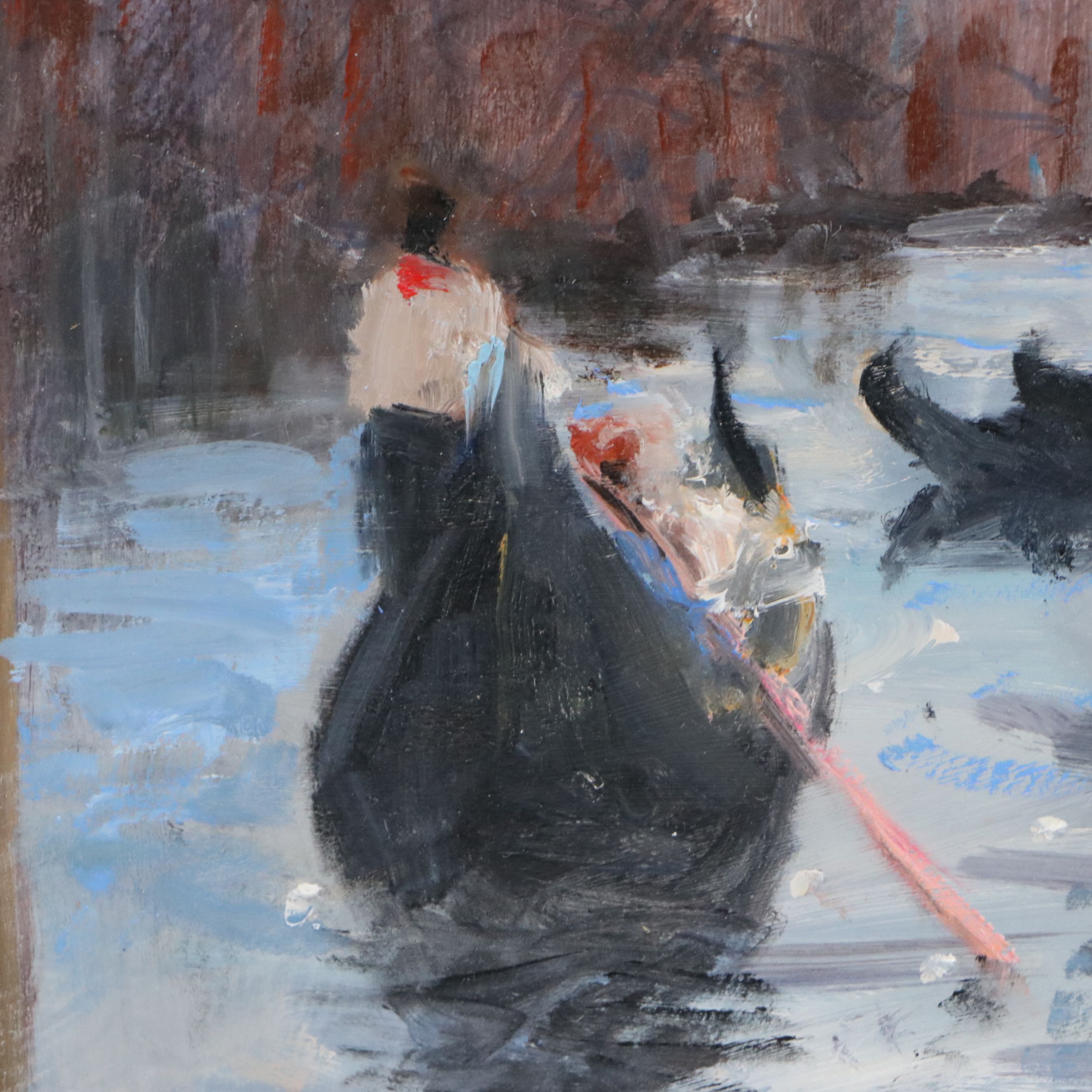 Nino Pippa Oil Painting "Venice - Mooring Poles," 2016
