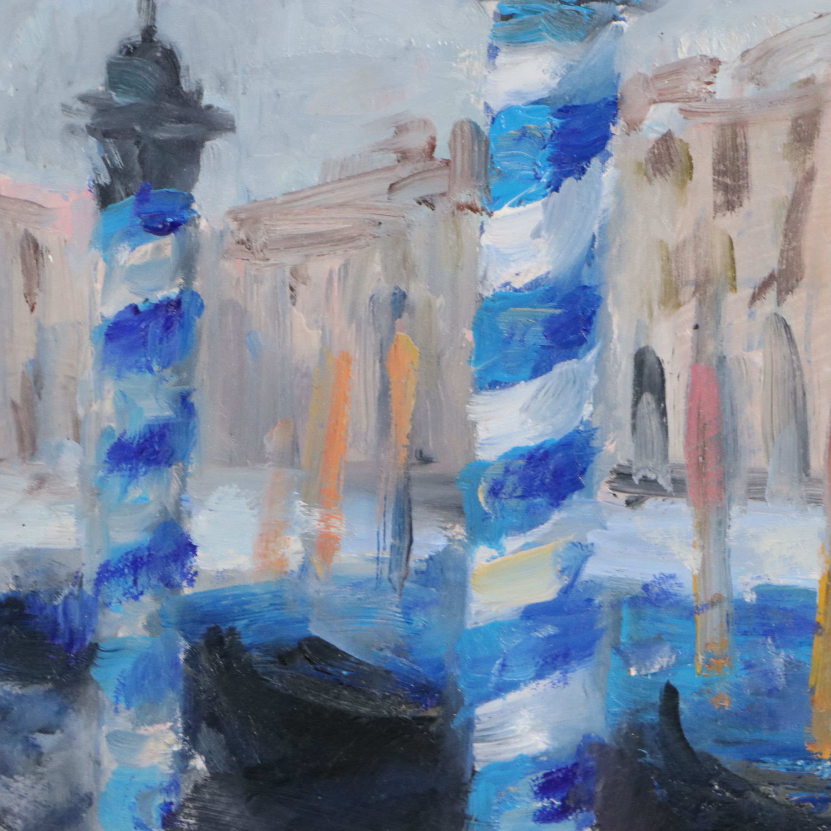 Nino Pippa Oil Painting "Venice - Mooring Poles," 2016