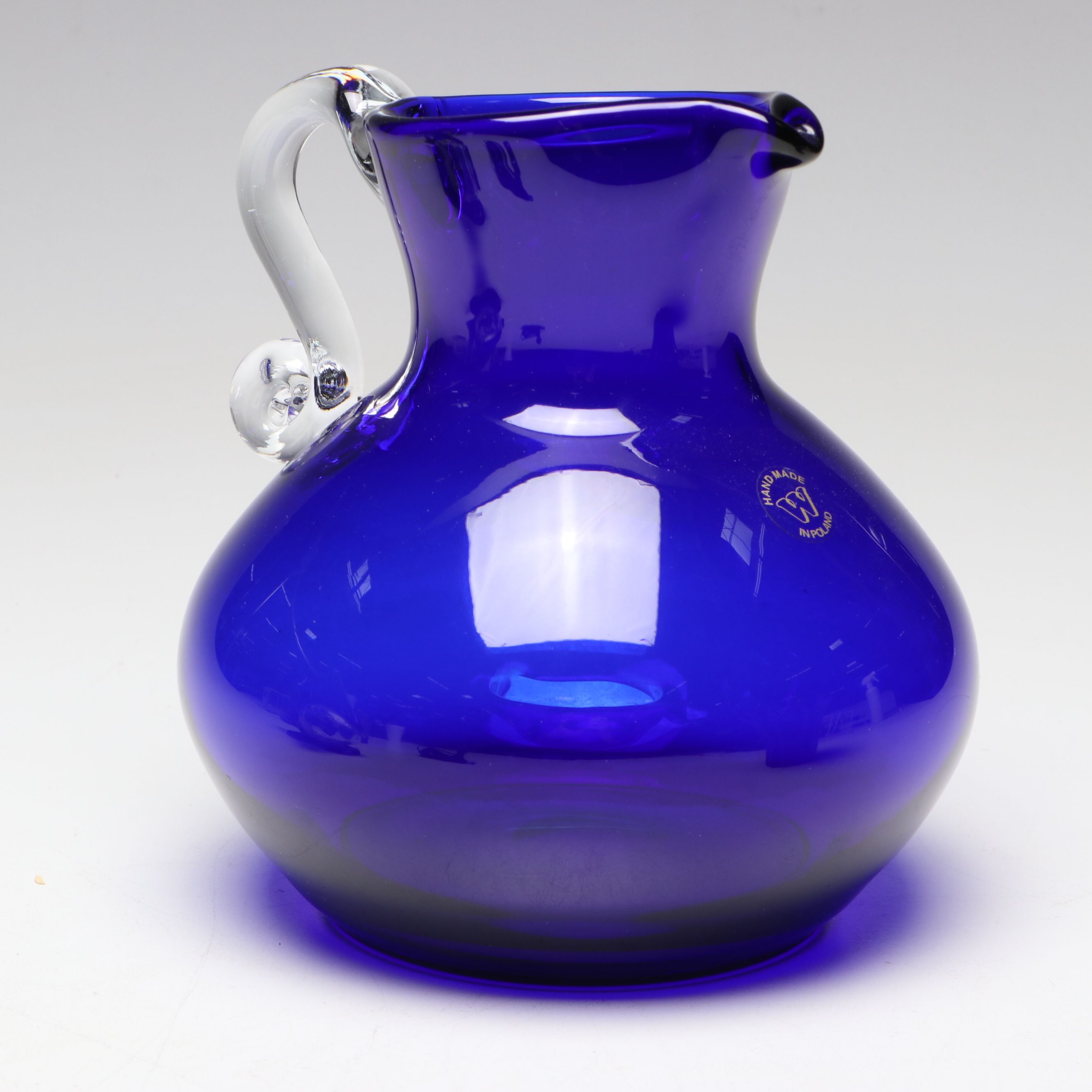 Polish Blown Glass Pitcher and More Cobalt Glass Figurines and Tableware