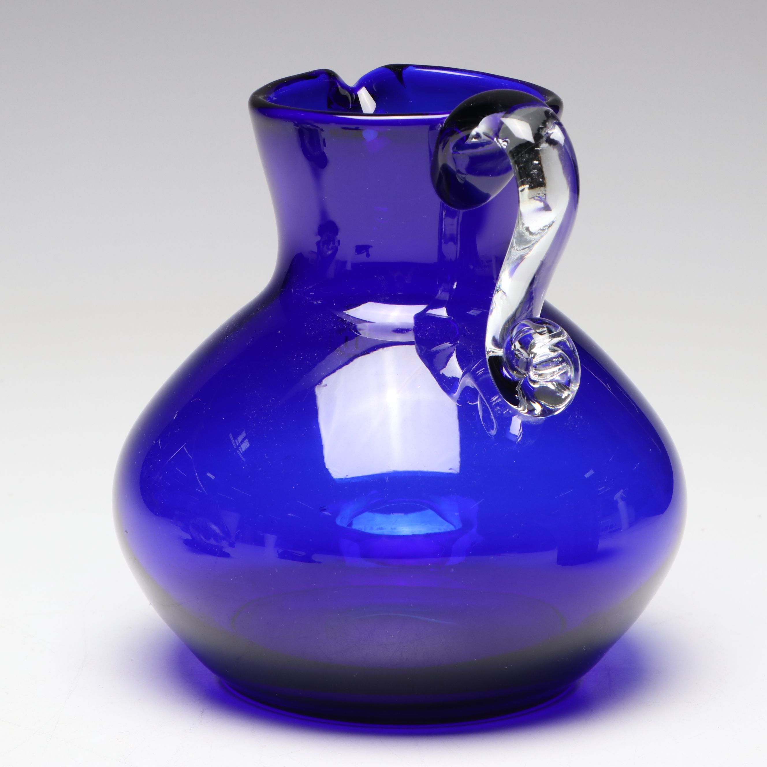 Polish Blown Glass Pitcher and More Cobalt Glass Figurines and Tableware