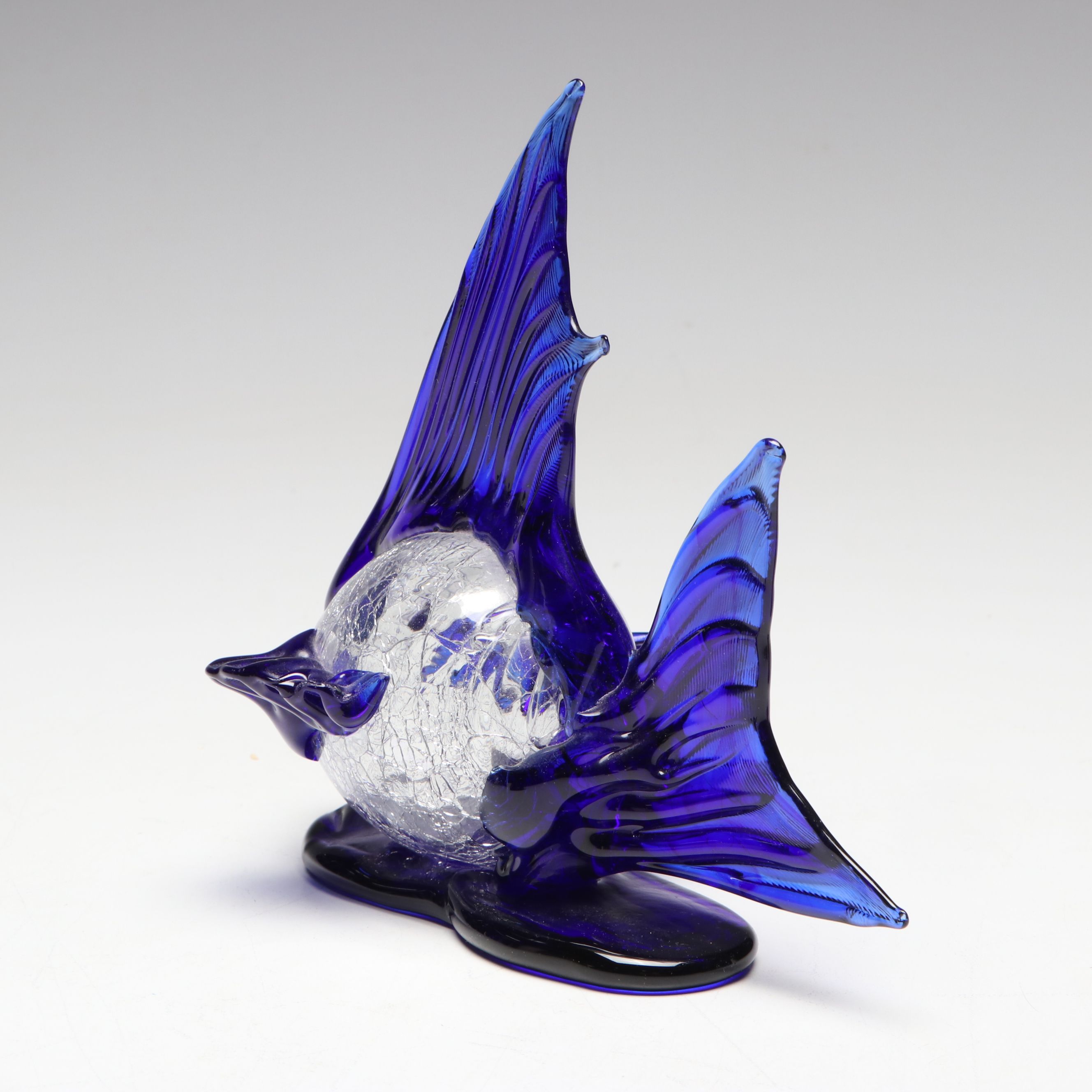 Polish Blown Glass Pitcher and More Cobalt Glass Figurines and Tableware