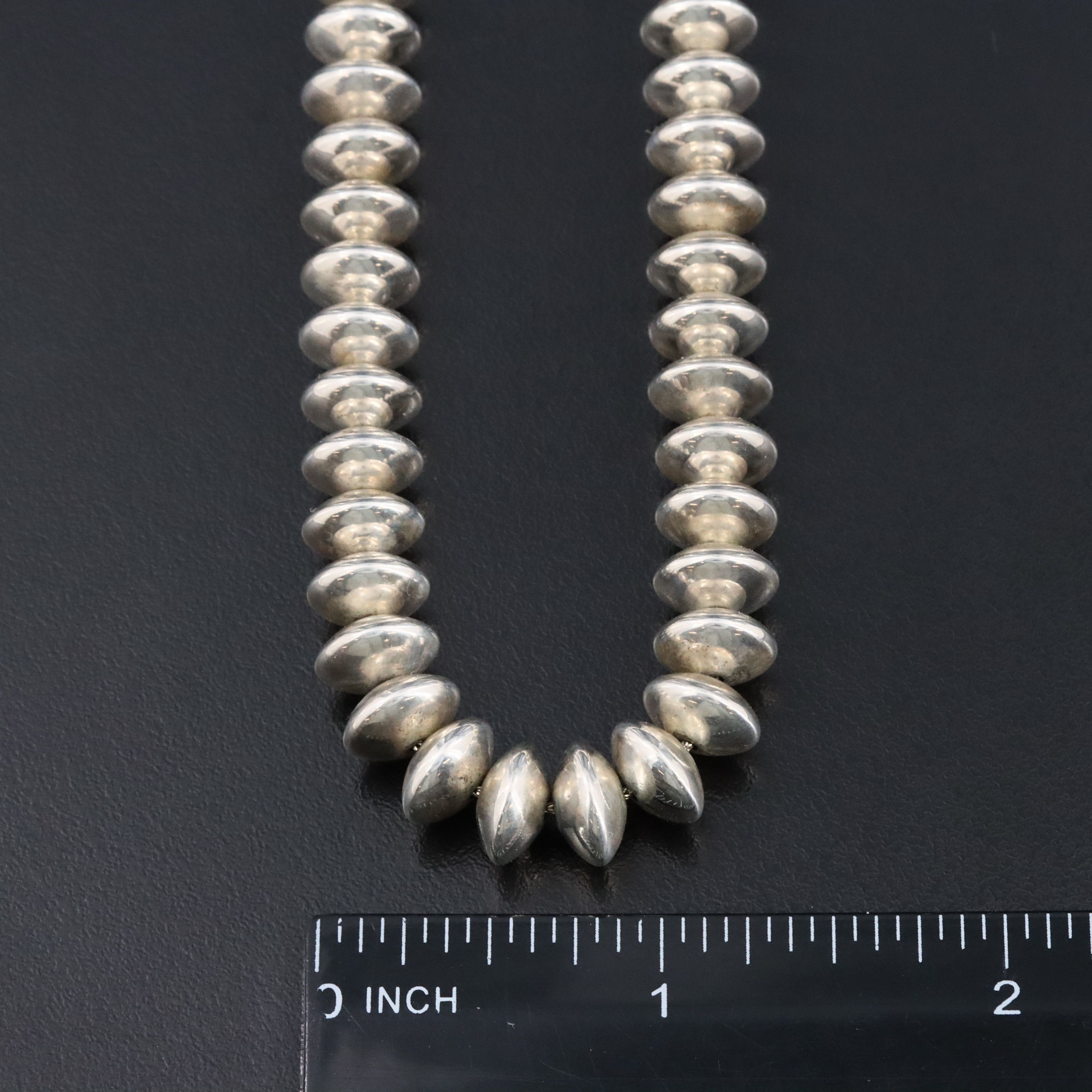 Sterling Knife-Edge Bead Necklace
