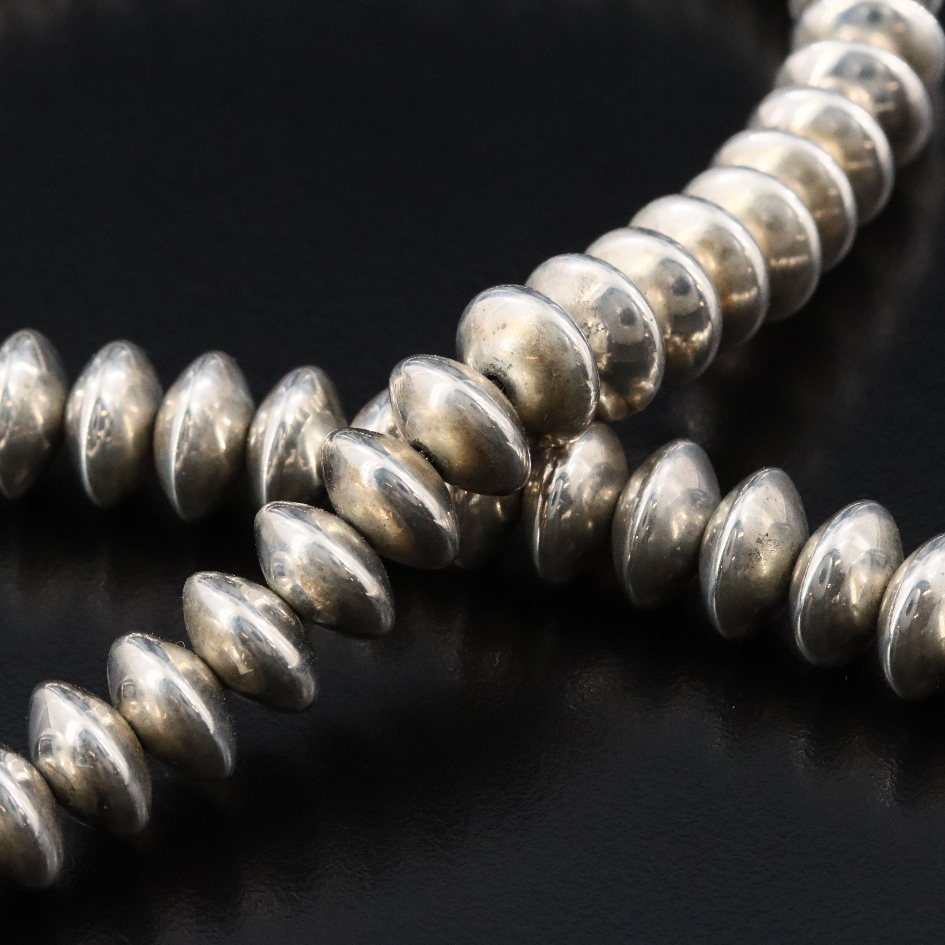 Sterling Knife-Edge Bead Necklace