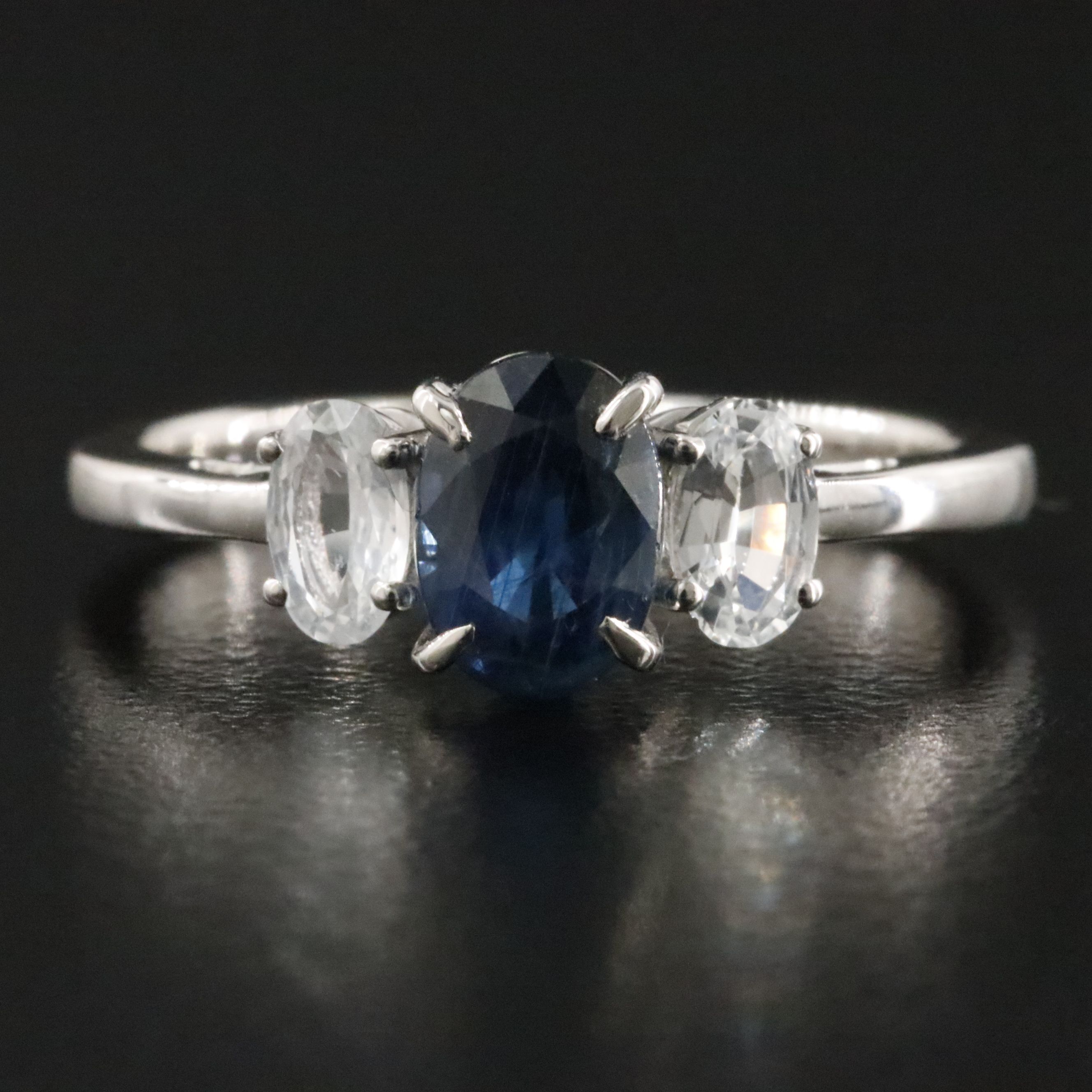 Platinum 1.16 CT Sapphire and White Sapphire Ring