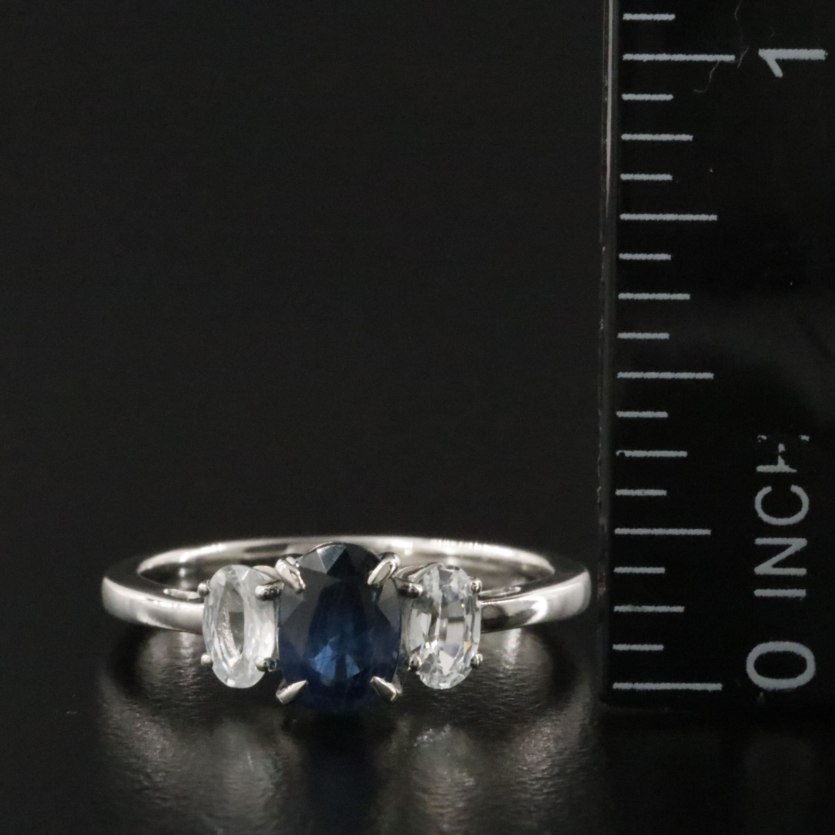 Platinum 1.16 CT Sapphire and White Sapphire Ring