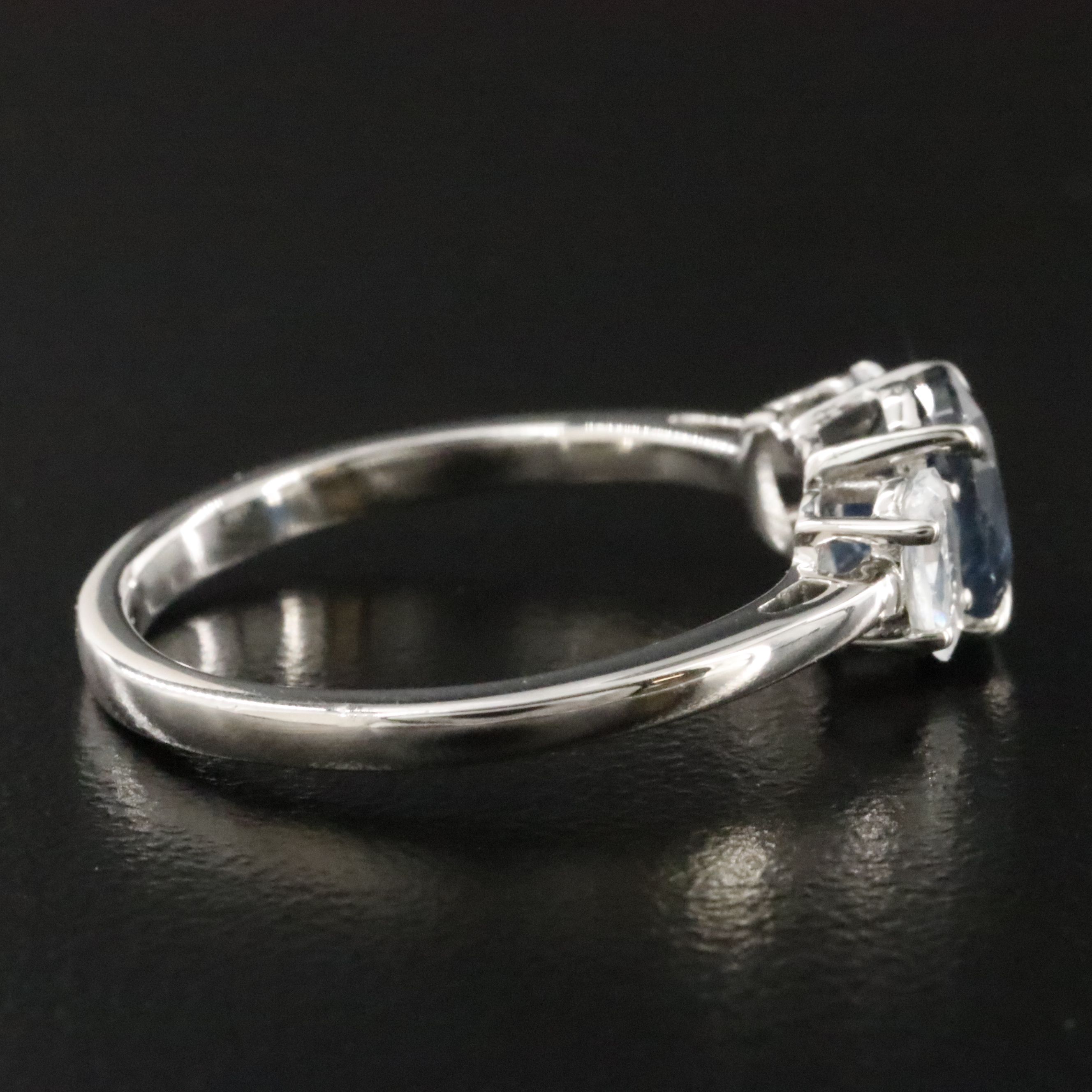 Platinum 1.16 CT Sapphire and White Sapphire Ring