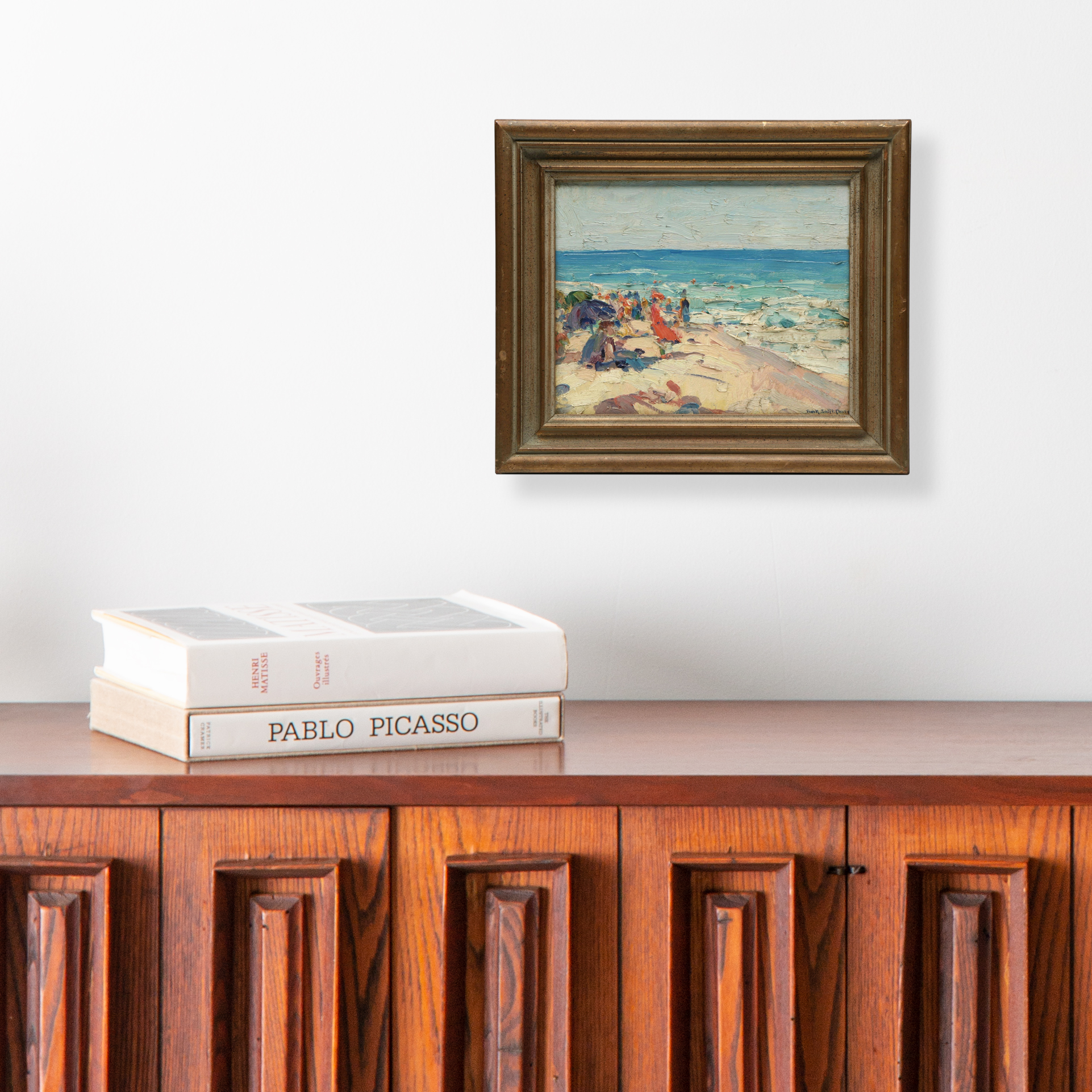 Frank Swift Chase Post-Impressionist Oil Painting of Beach Scene, Early 20th C.