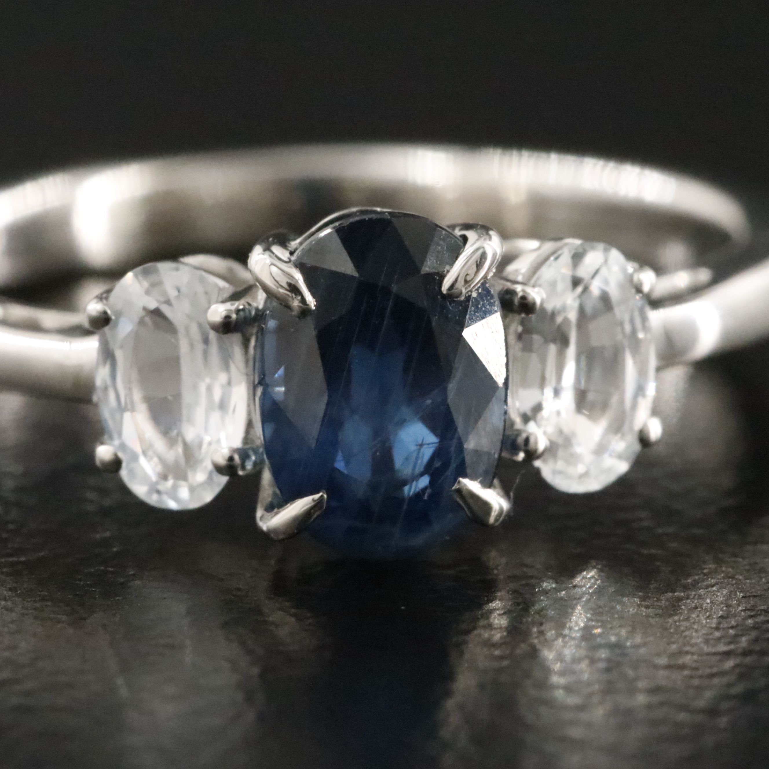 Platinum 1.16 CT Sapphire and White Sapphire Ring