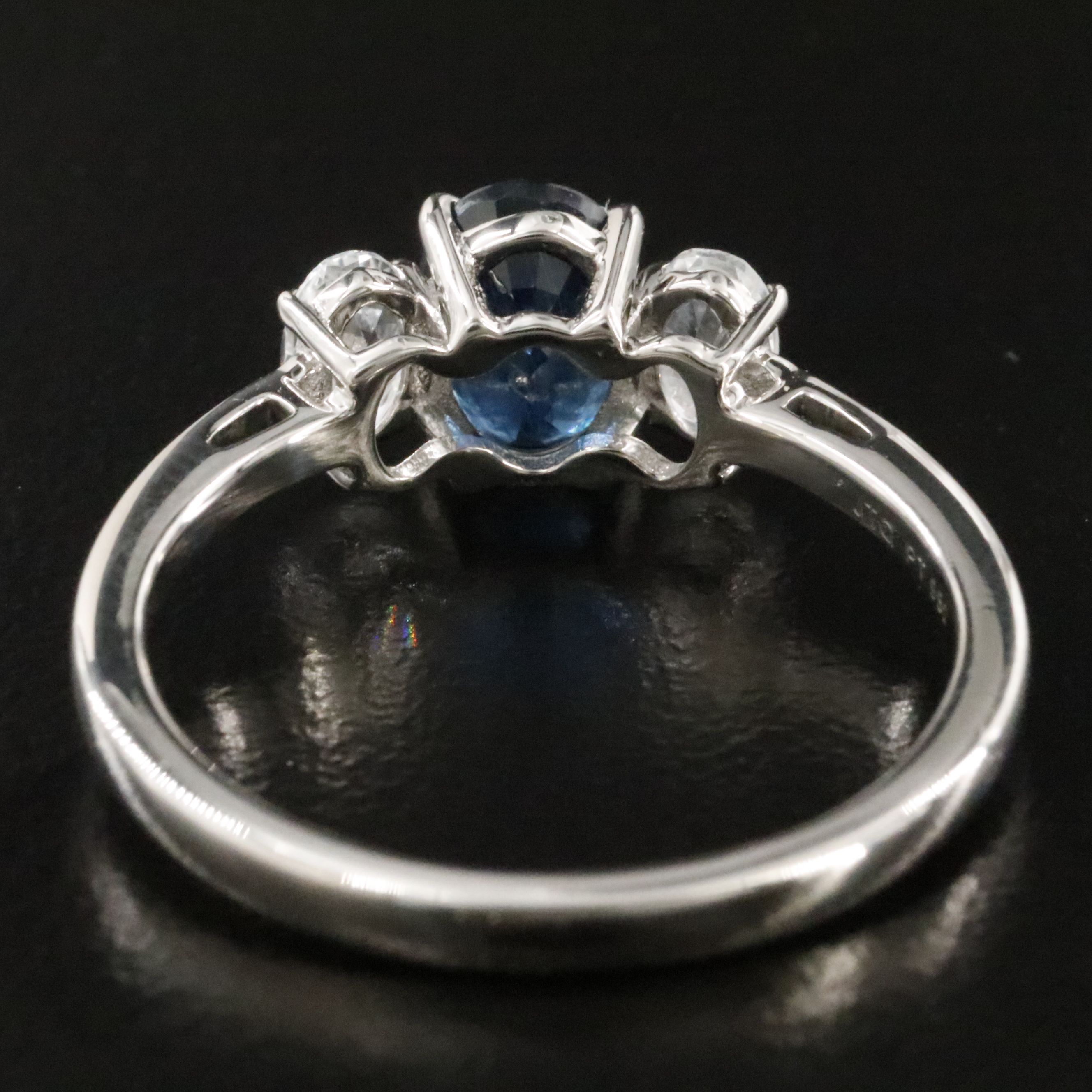 Platinum 1.16 CT Sapphire and White Sapphire Ring