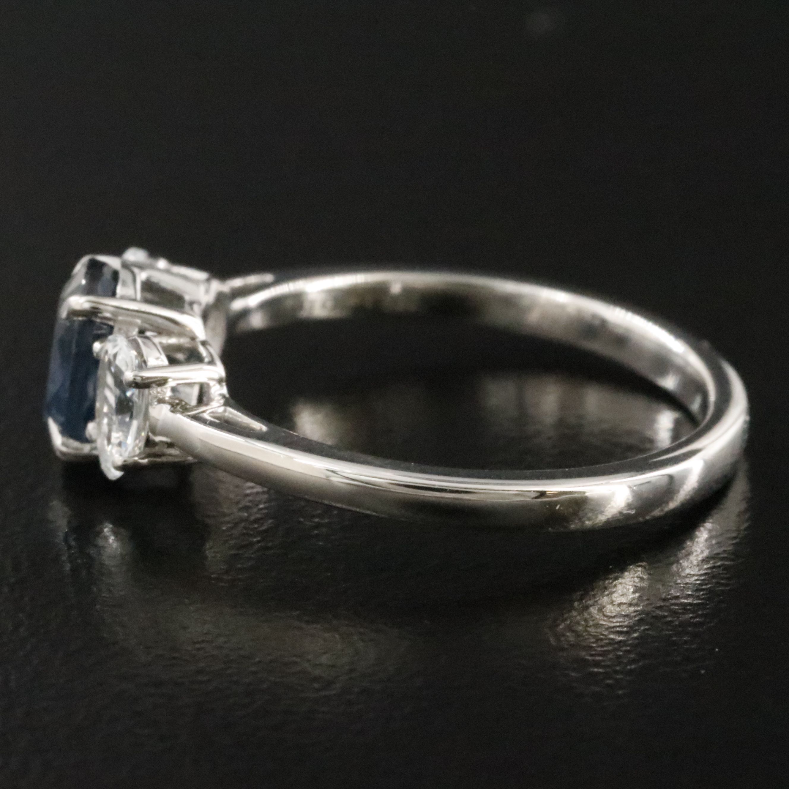 Platinum 1.16 CT Sapphire and White Sapphire Ring