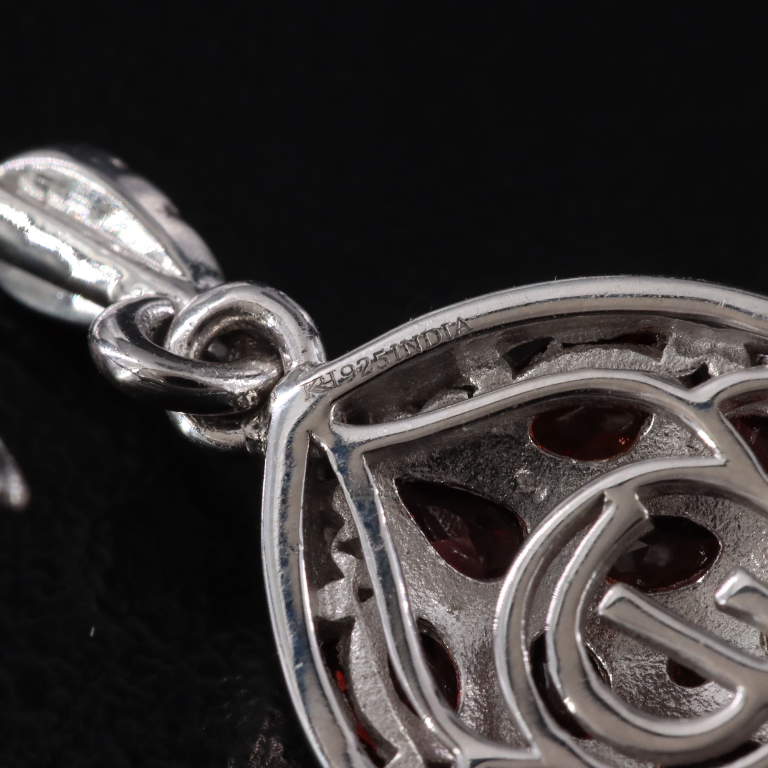 Sterling Garnet and White Topaz Navette Drop Earrings