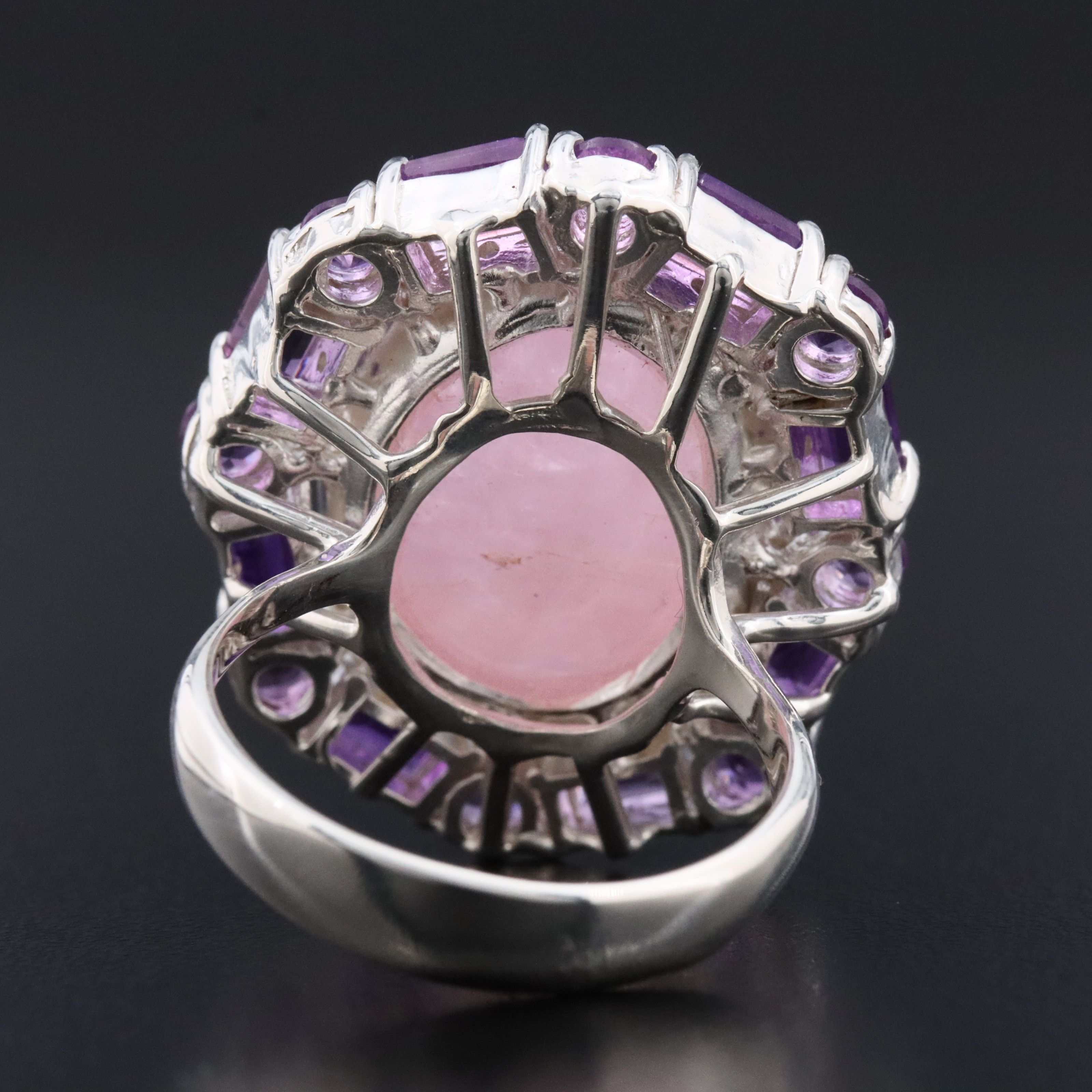 Sterling Rose Quartz and Amethyst Ring