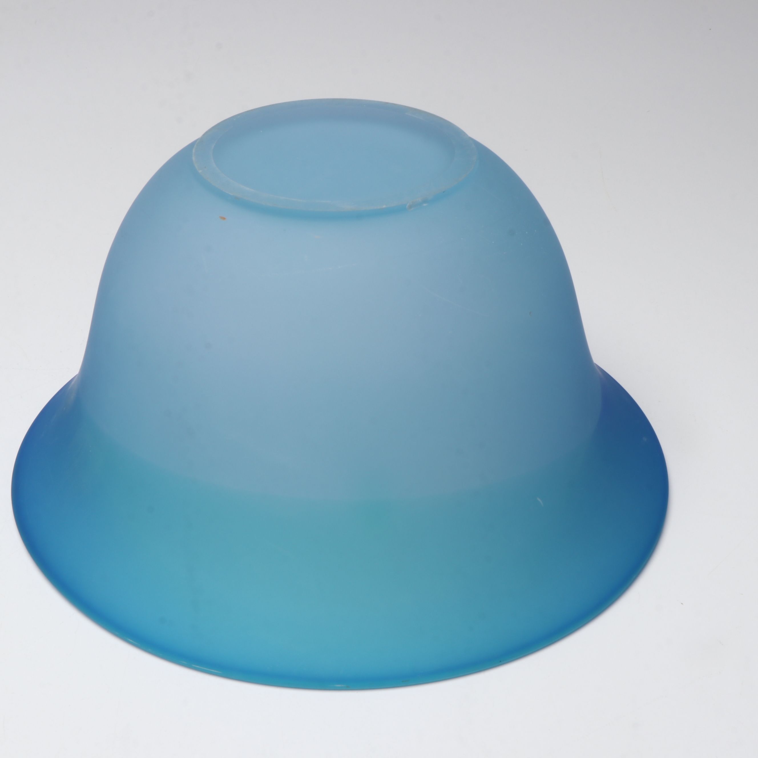 Blue Frosted and Clear Blown Art Glass Centerpiece Bowls, Ashtray and Leaf Dish