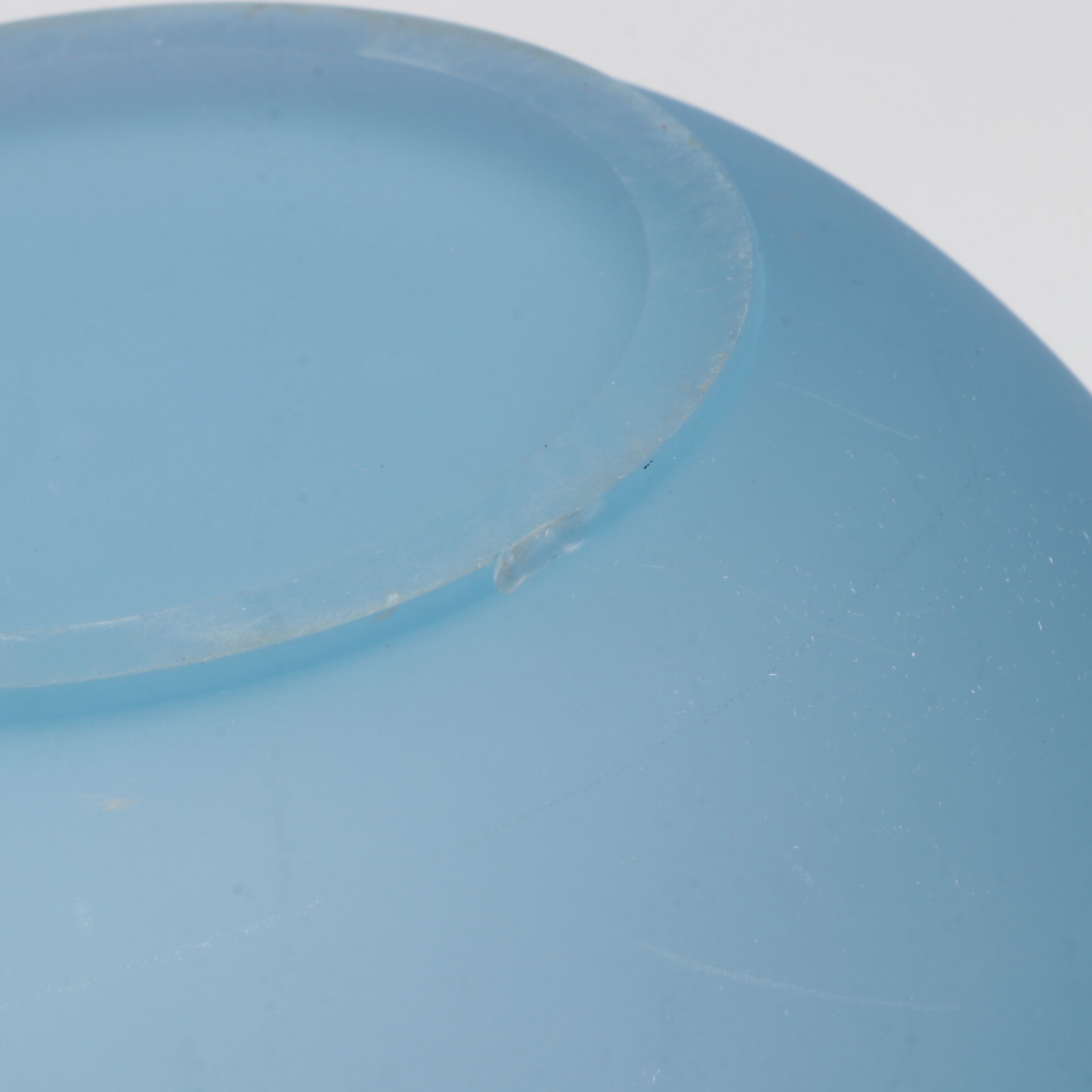 Blue Frosted and Clear Blown Art Glass Centerpiece Bowls, Ashtray and Leaf Dish