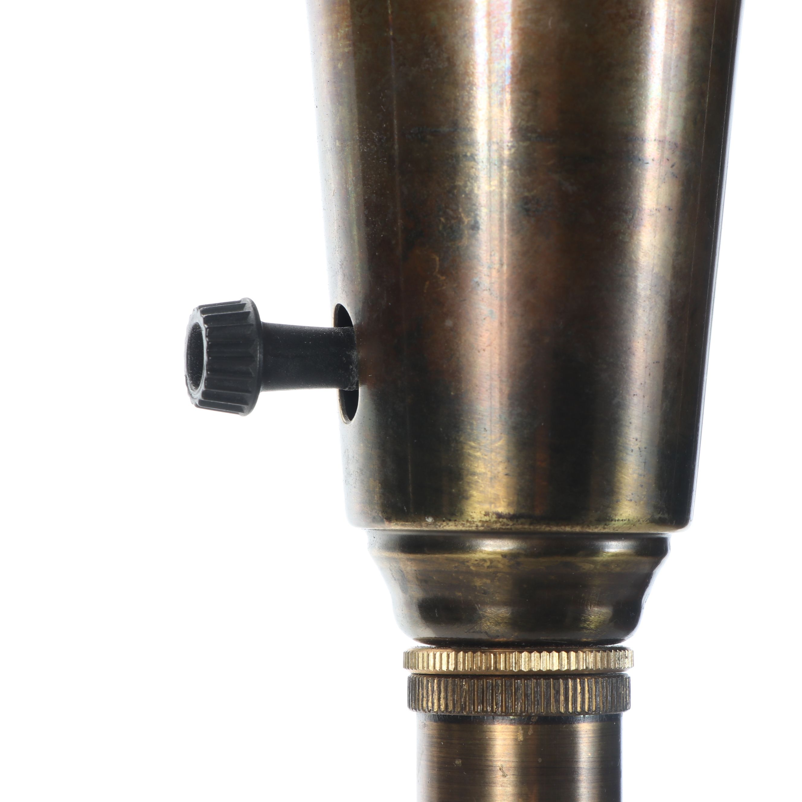 Brass and Metal Pillar Torchiere Table Lamp with Drum Shade, Vintage