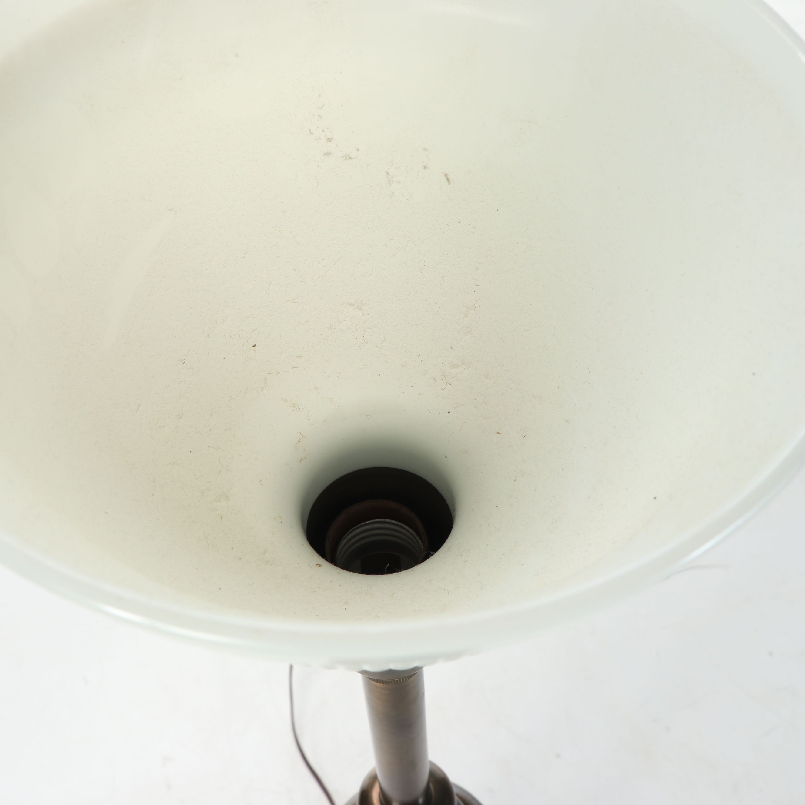 Brass and Metal Pillar Torchiere Table Lamp with Drum Shade, Vintage