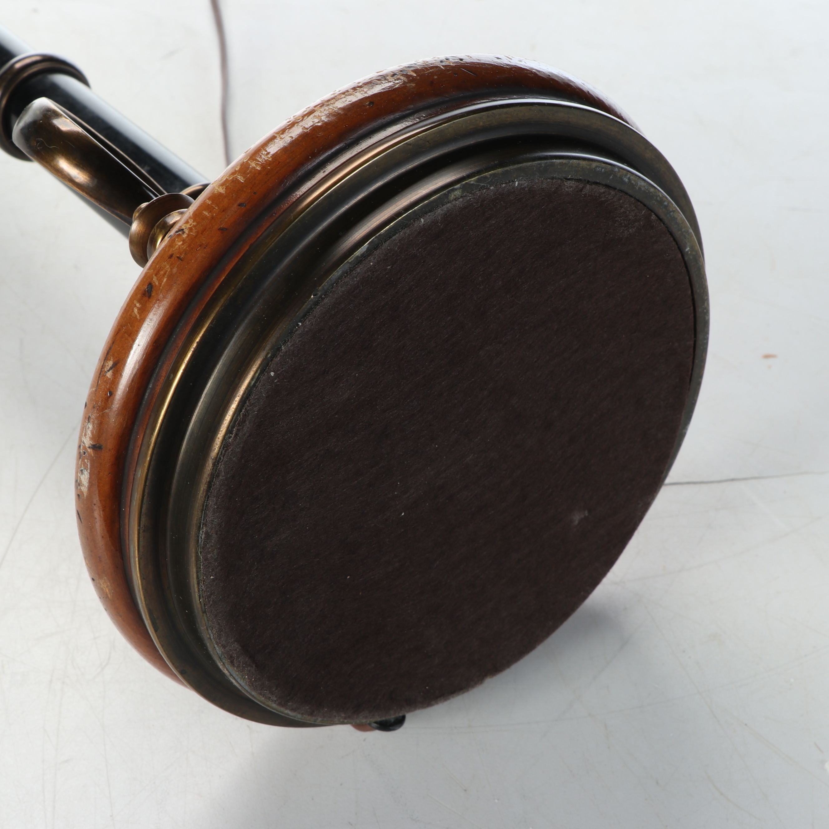 Brass and Metal Pillar Torchiere Table Lamp with Drum Shade, Vintage