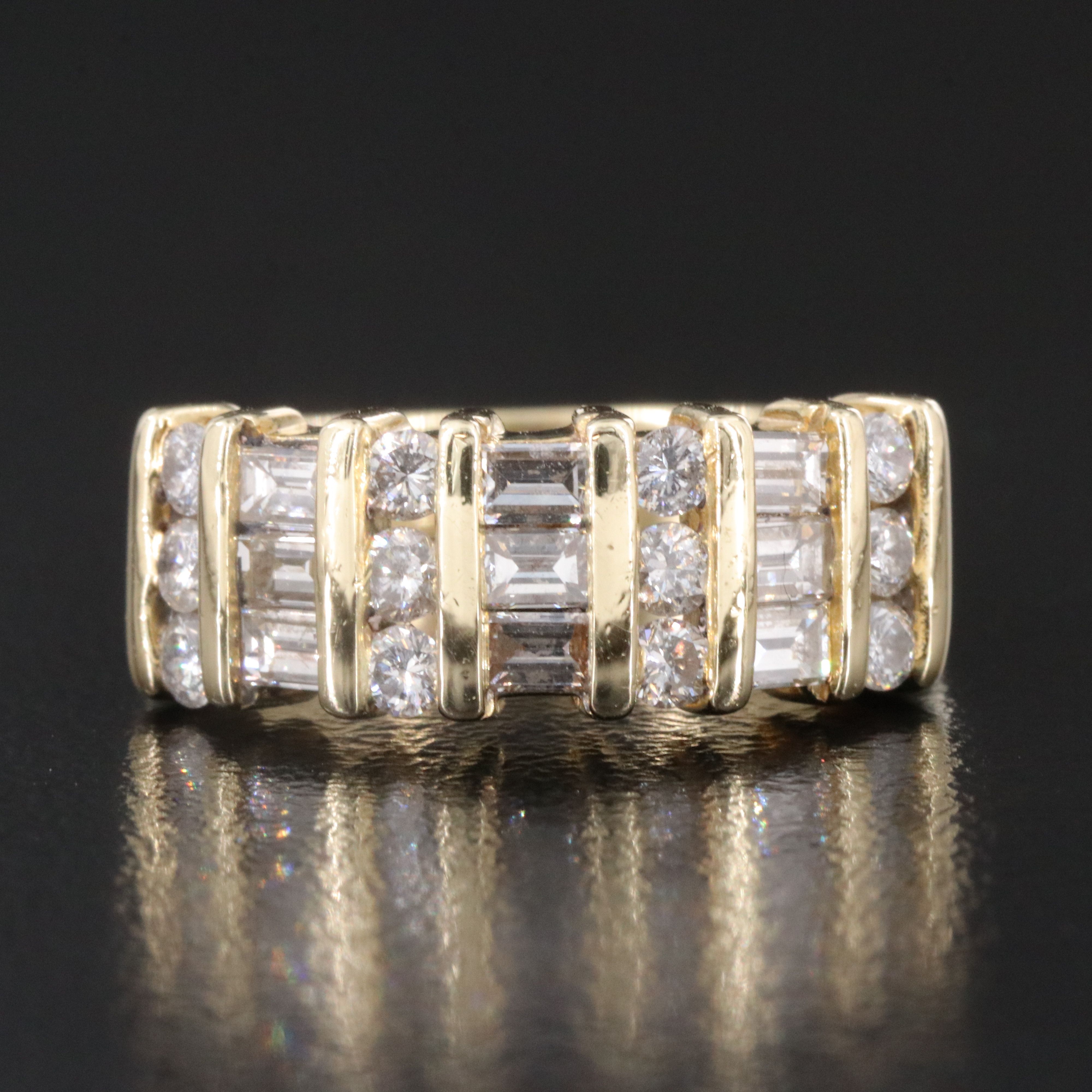 14K 1.02 CTW Diamond Vertical Channel Ring