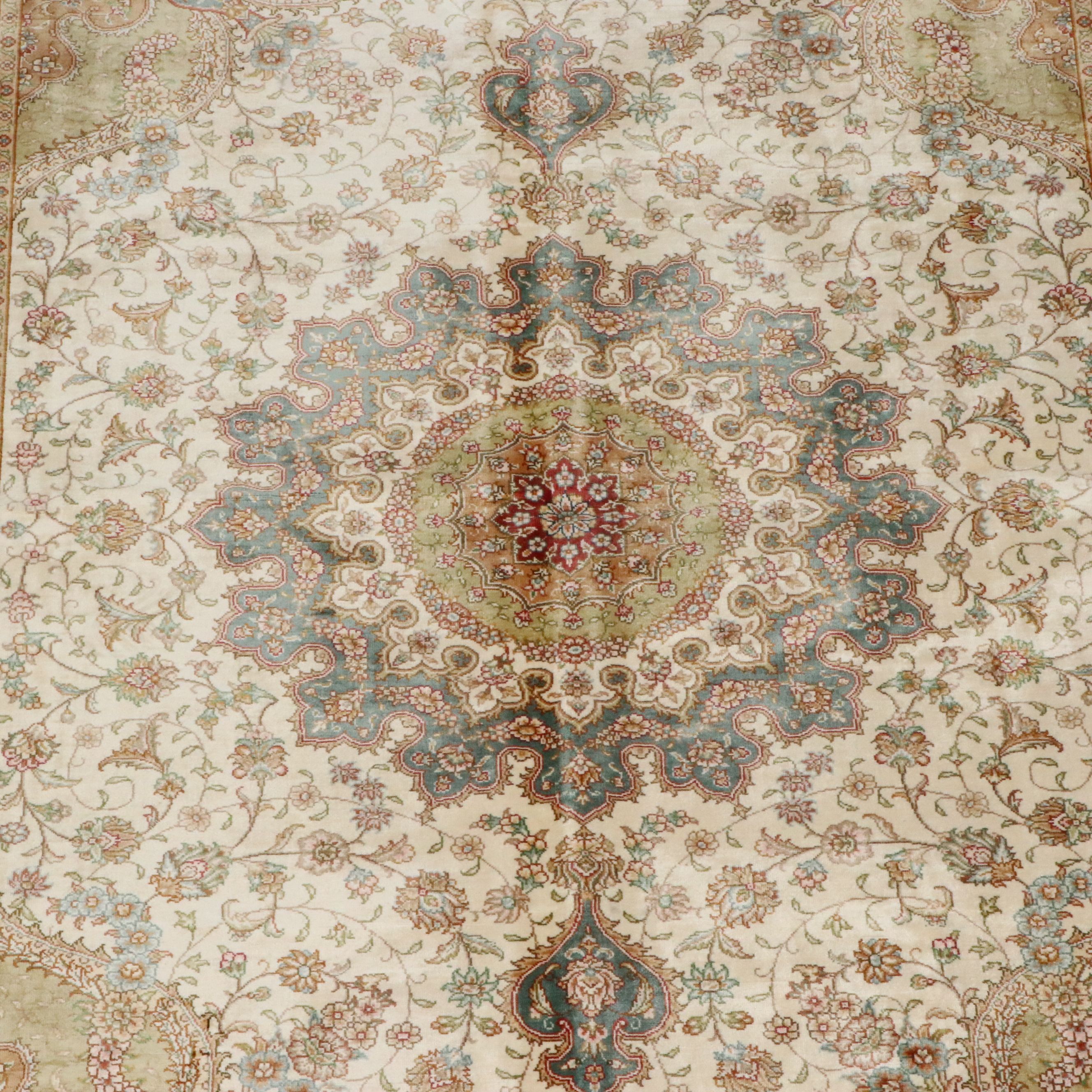 5'6 x 8'8 Hand-Knotted Persian Qom Style Silk Area Rug