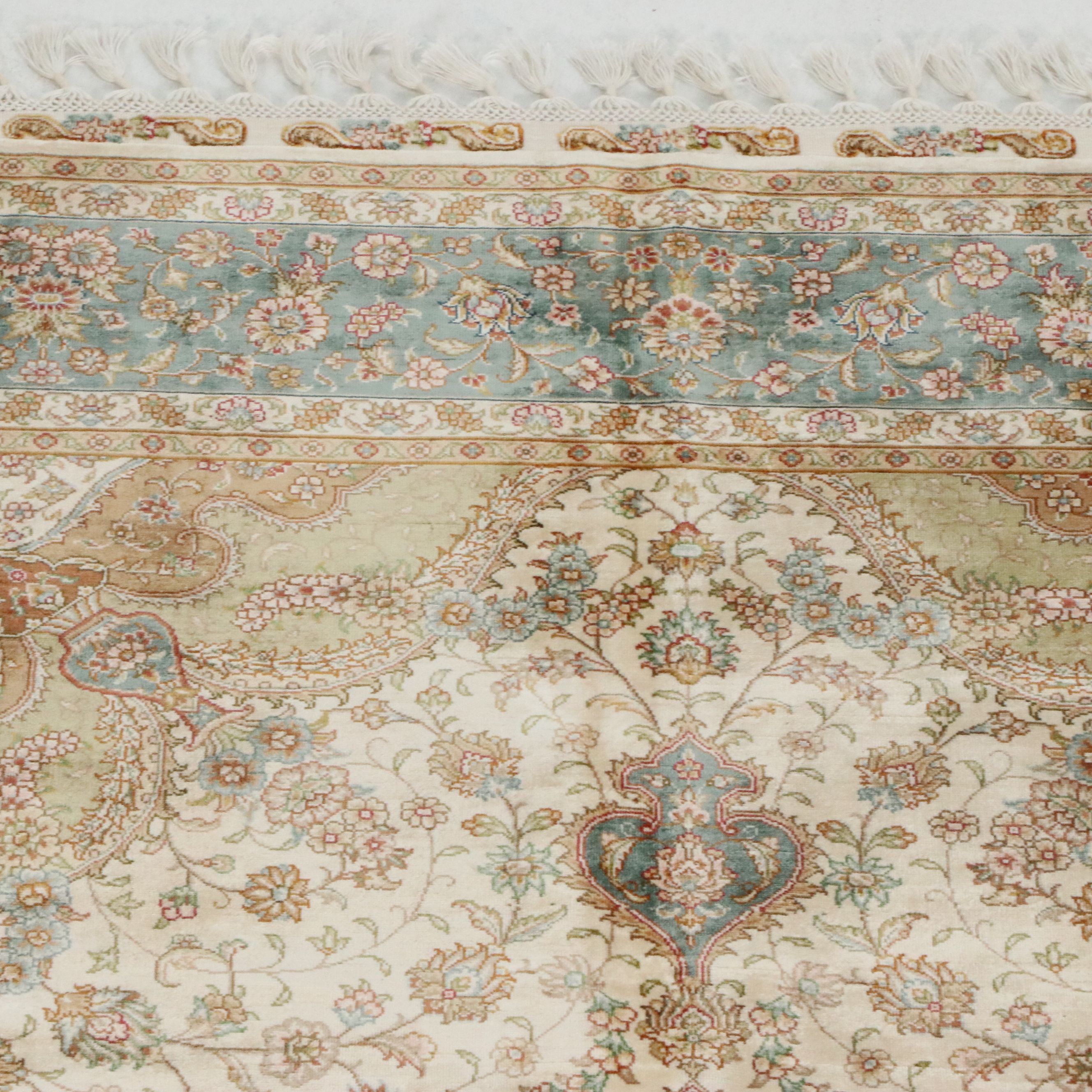 5'6 x 8'8 Hand-Knotted Persian Qom Style Silk Area Rug