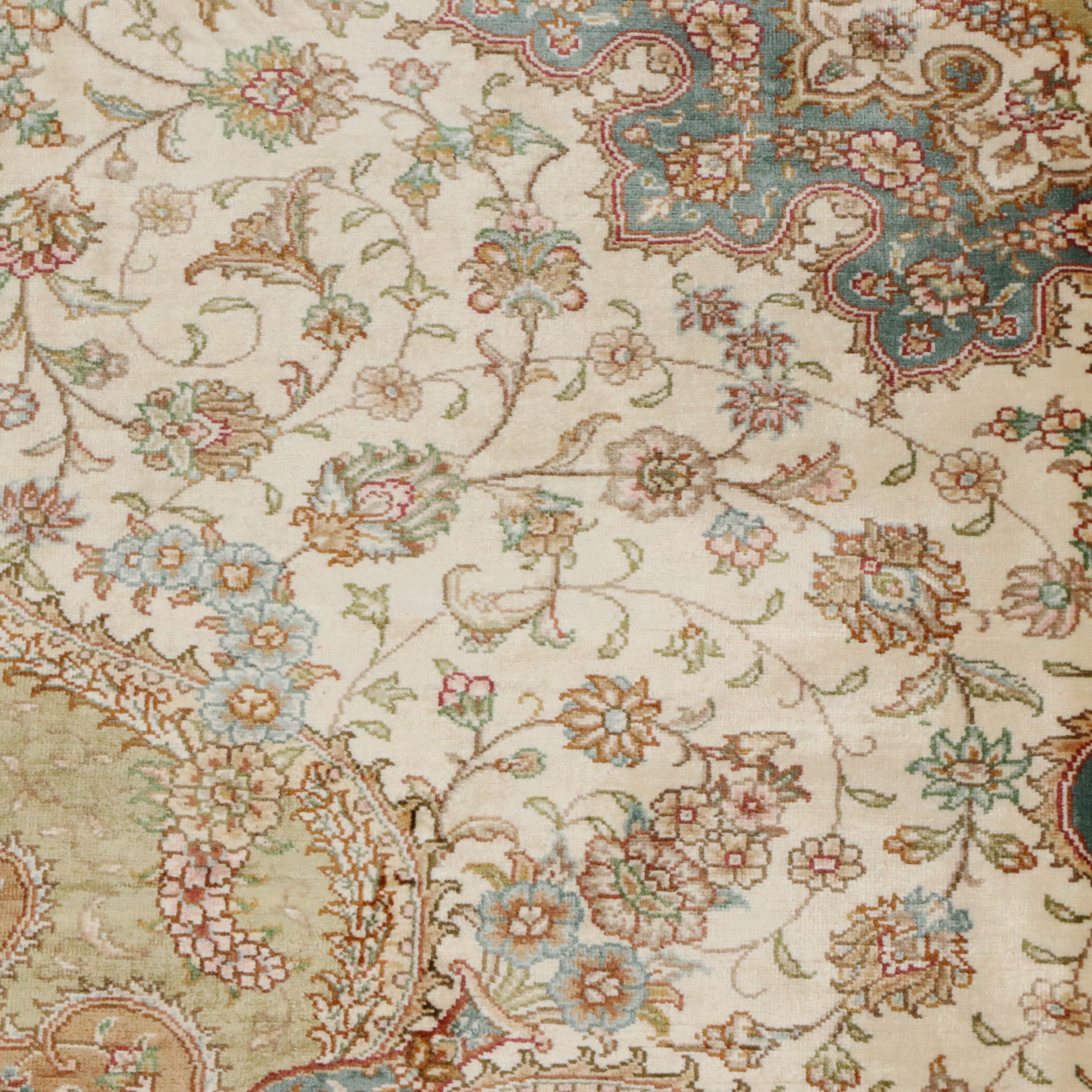 5'6 x 8'8 Hand-Knotted Persian Qom Style Silk Area Rug