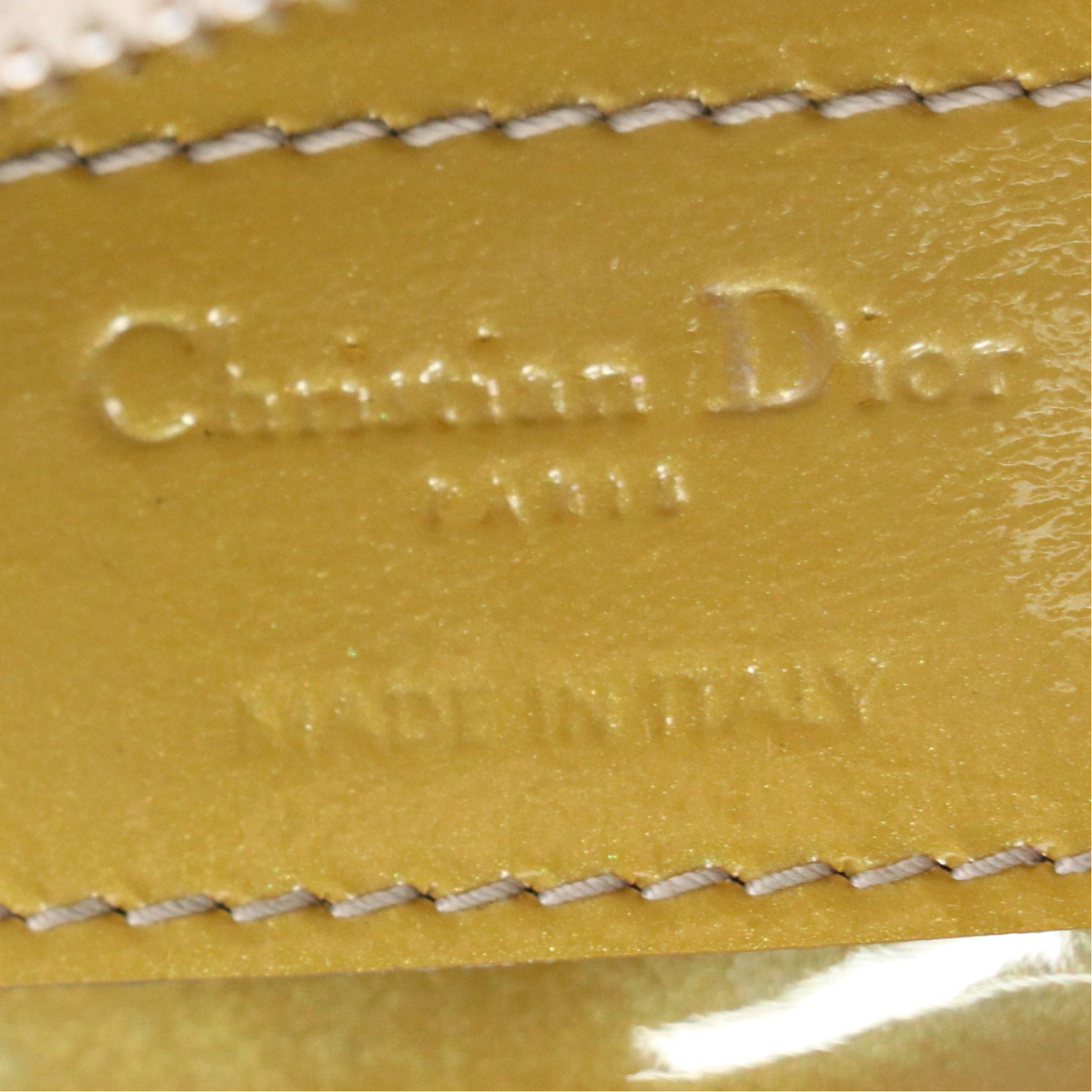 Christian Dior Small Lady Dior Handbag in Gold Cannage Quilted Patent Leather