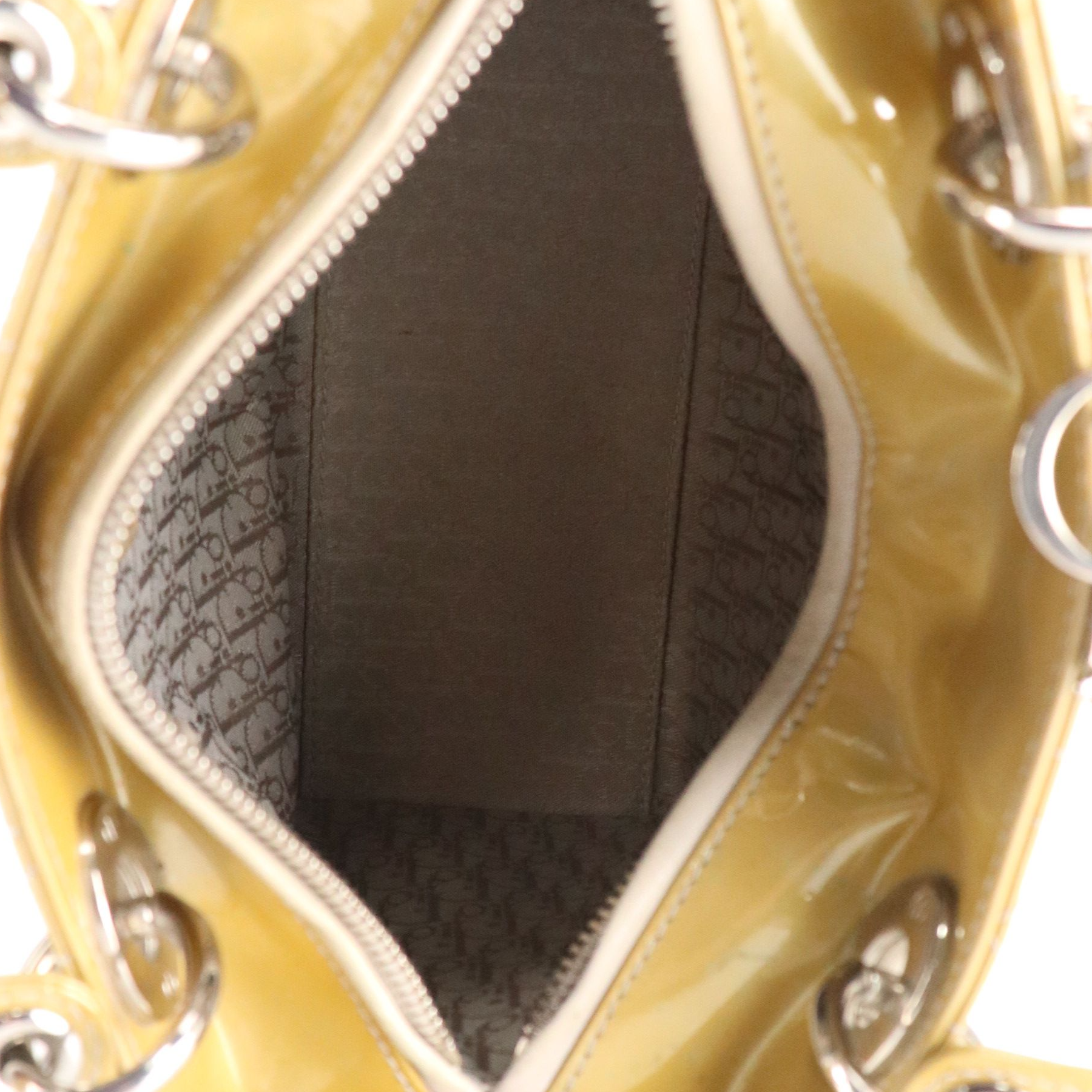 Christian Dior Small Lady Dior Handbag in Gold Cannage Quilted Patent Leather