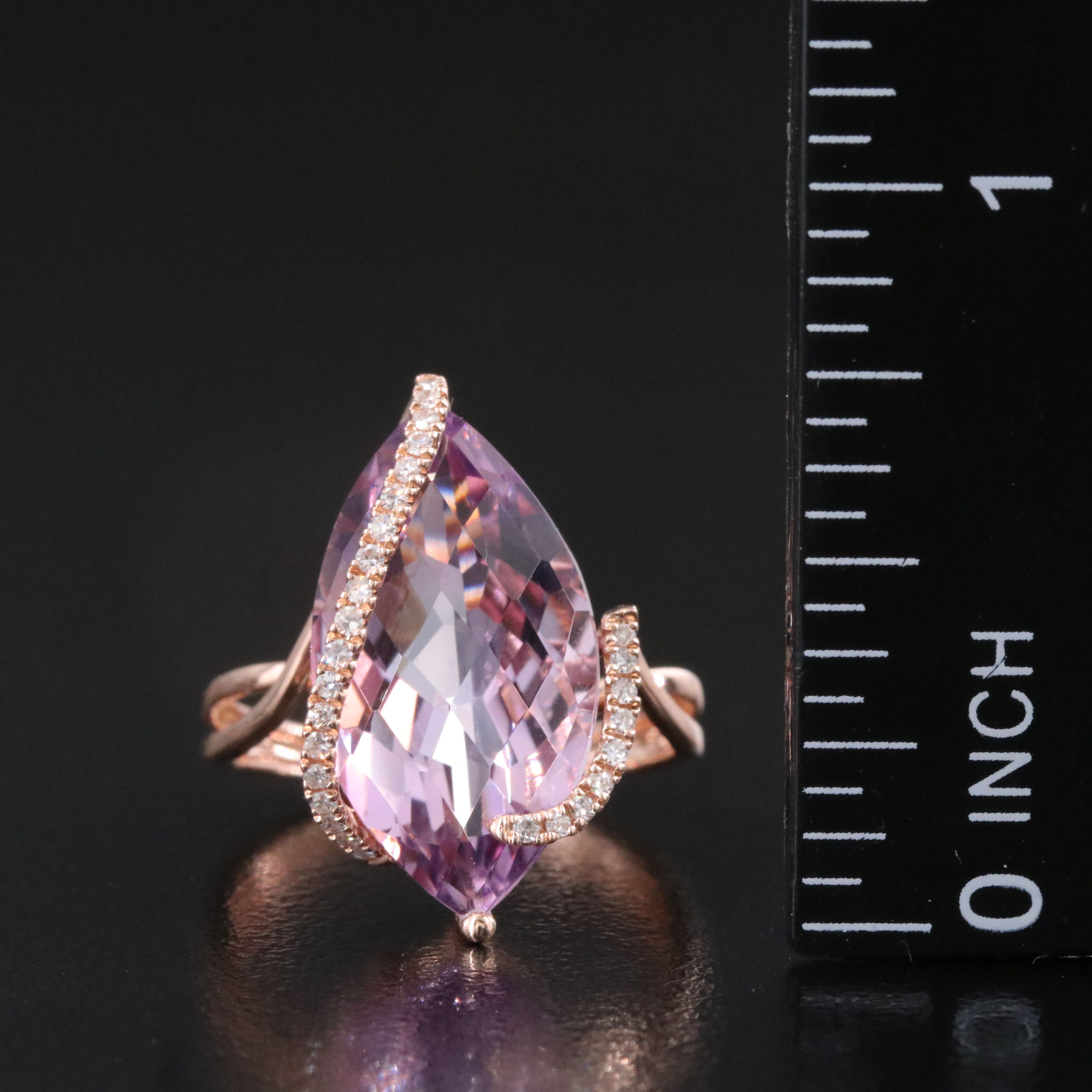 14K Amethyst and Diamond Rose Gold Ring