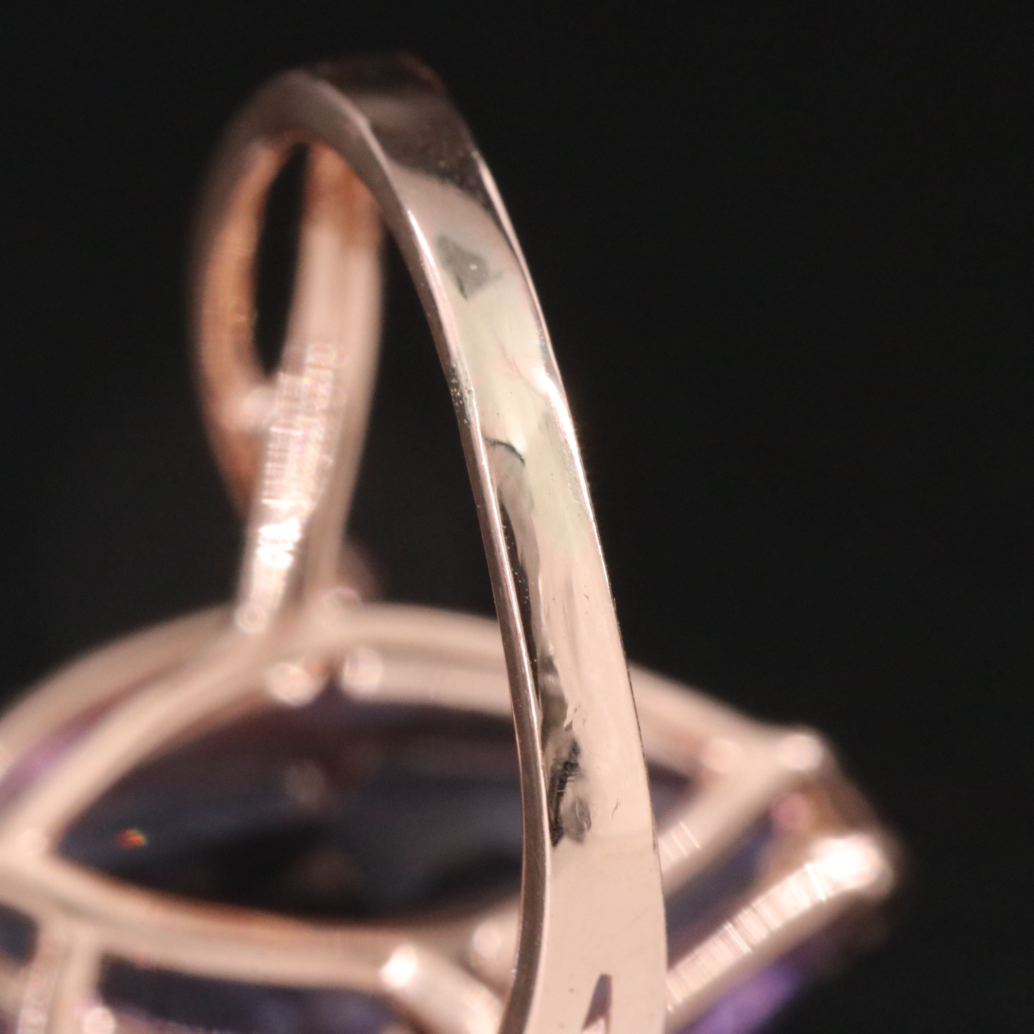 14K Amethyst and Diamond Rose Gold Ring