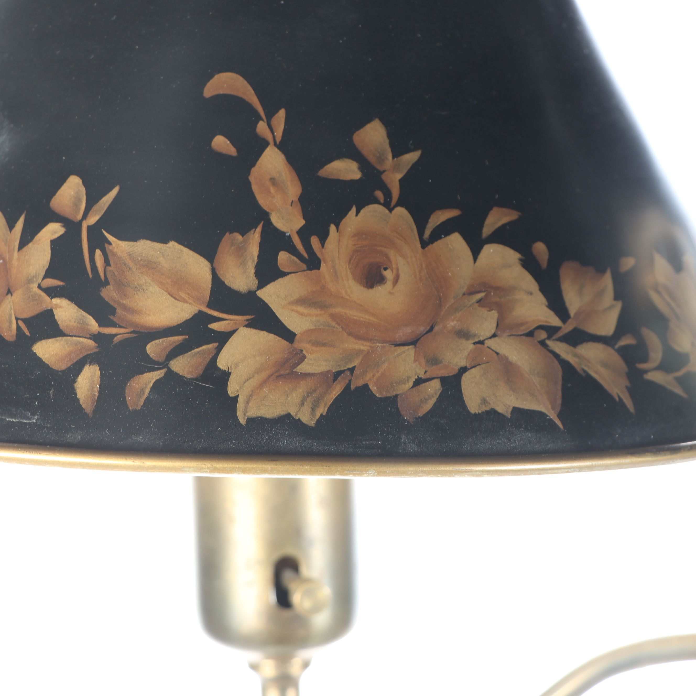 Victorian Student Style Cast Metal Offset Library Floor Lamp, Vintage