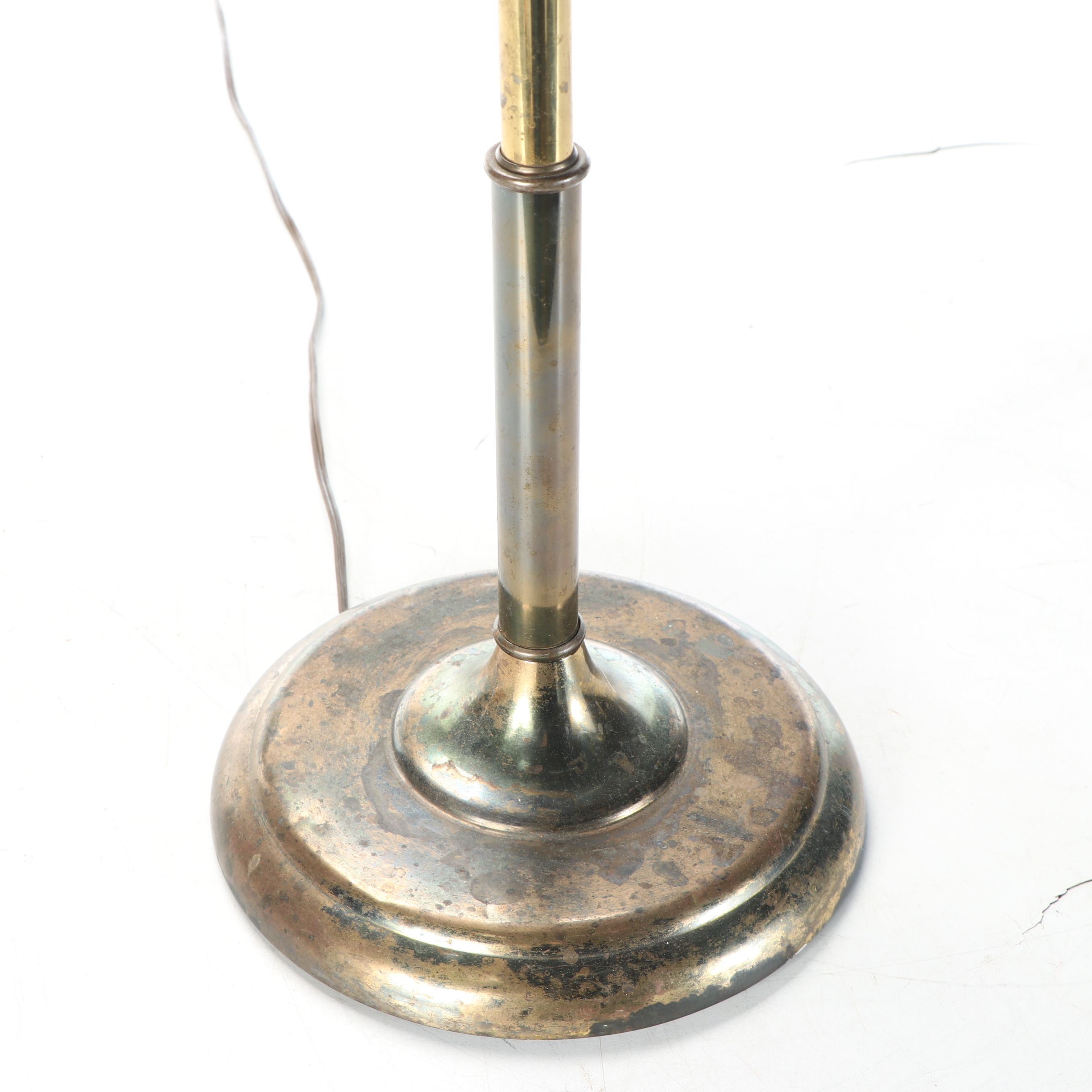 Victorian Student Style Cast Metal Offset Library Floor Lamp, Vintage