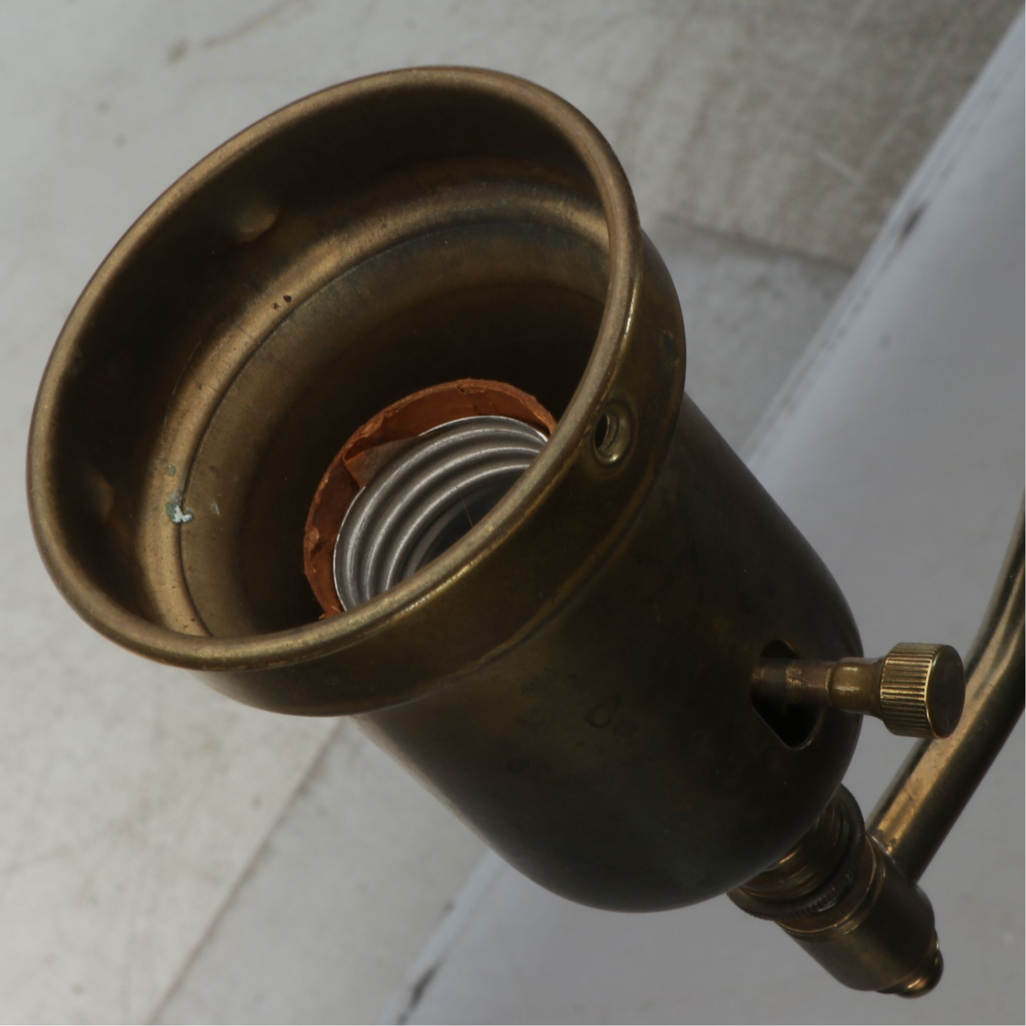 Victorian Student Style Cast Metal Offset Library Floor Lamp, Vintage